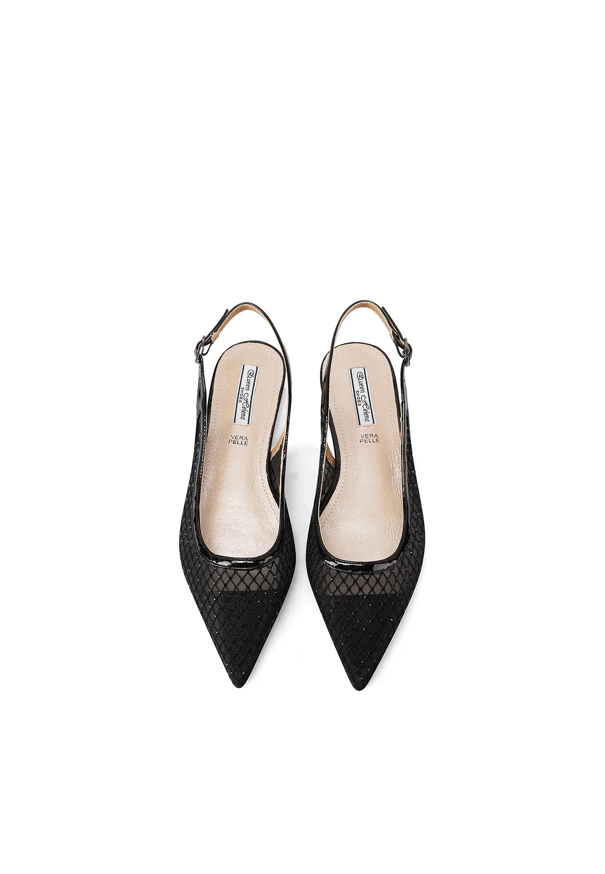 Ballerina slingback nera a rete elegante ZM9998 - Image 5