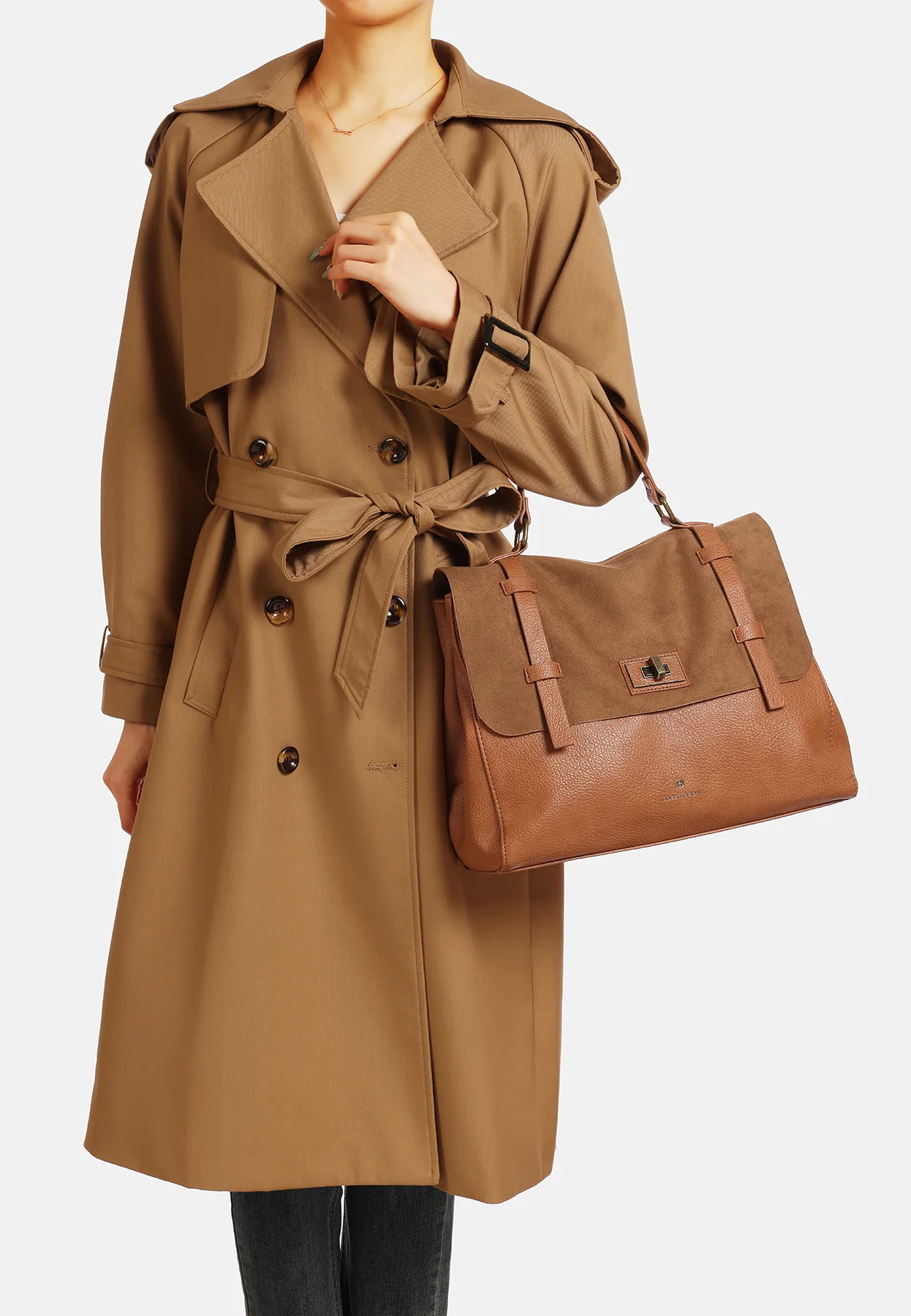 Borsa stile college in ecopelle e camoscio M1054 - Image 7