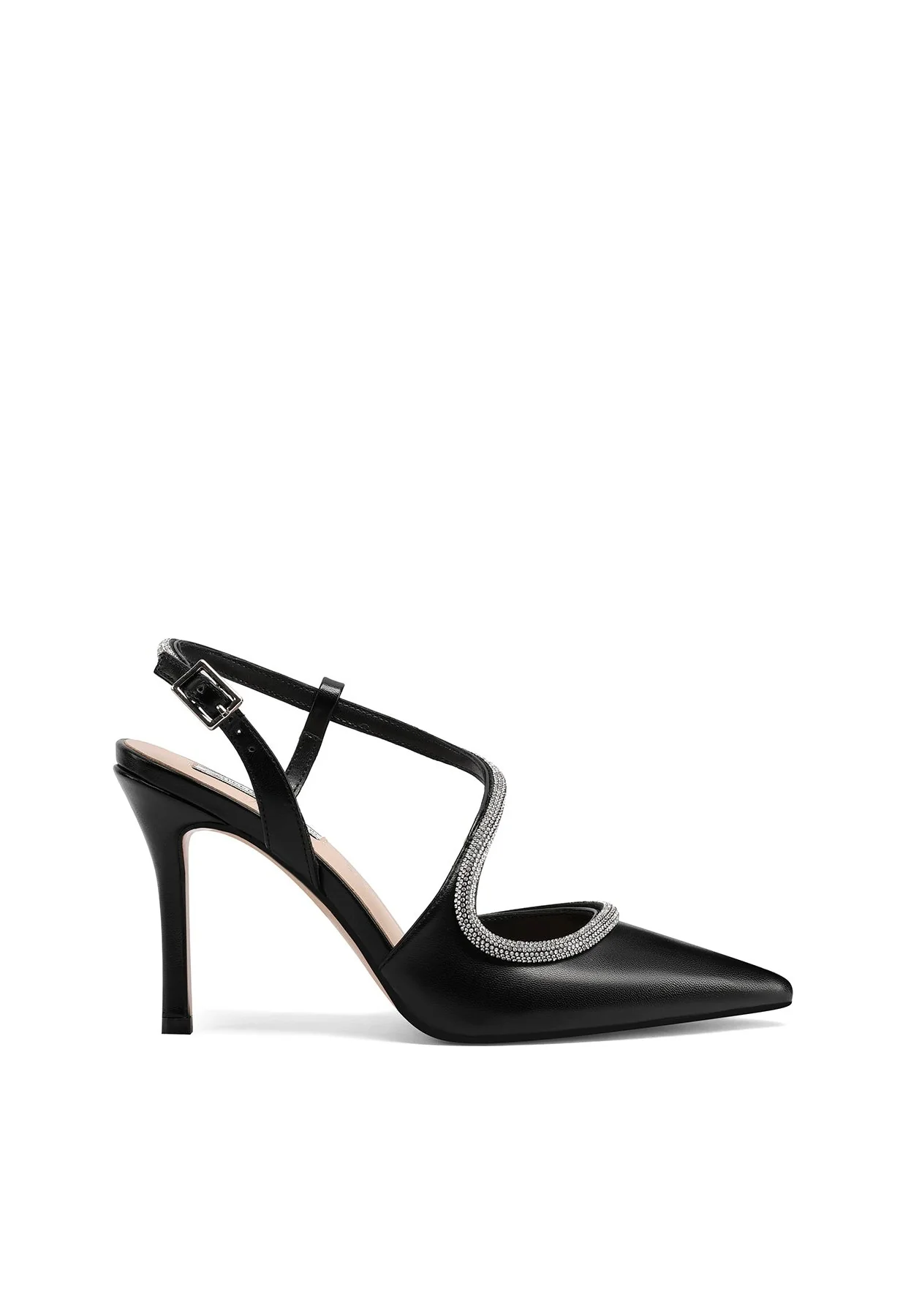 Décolleté a punta con profilo strass e slingback K3292 - Image 2