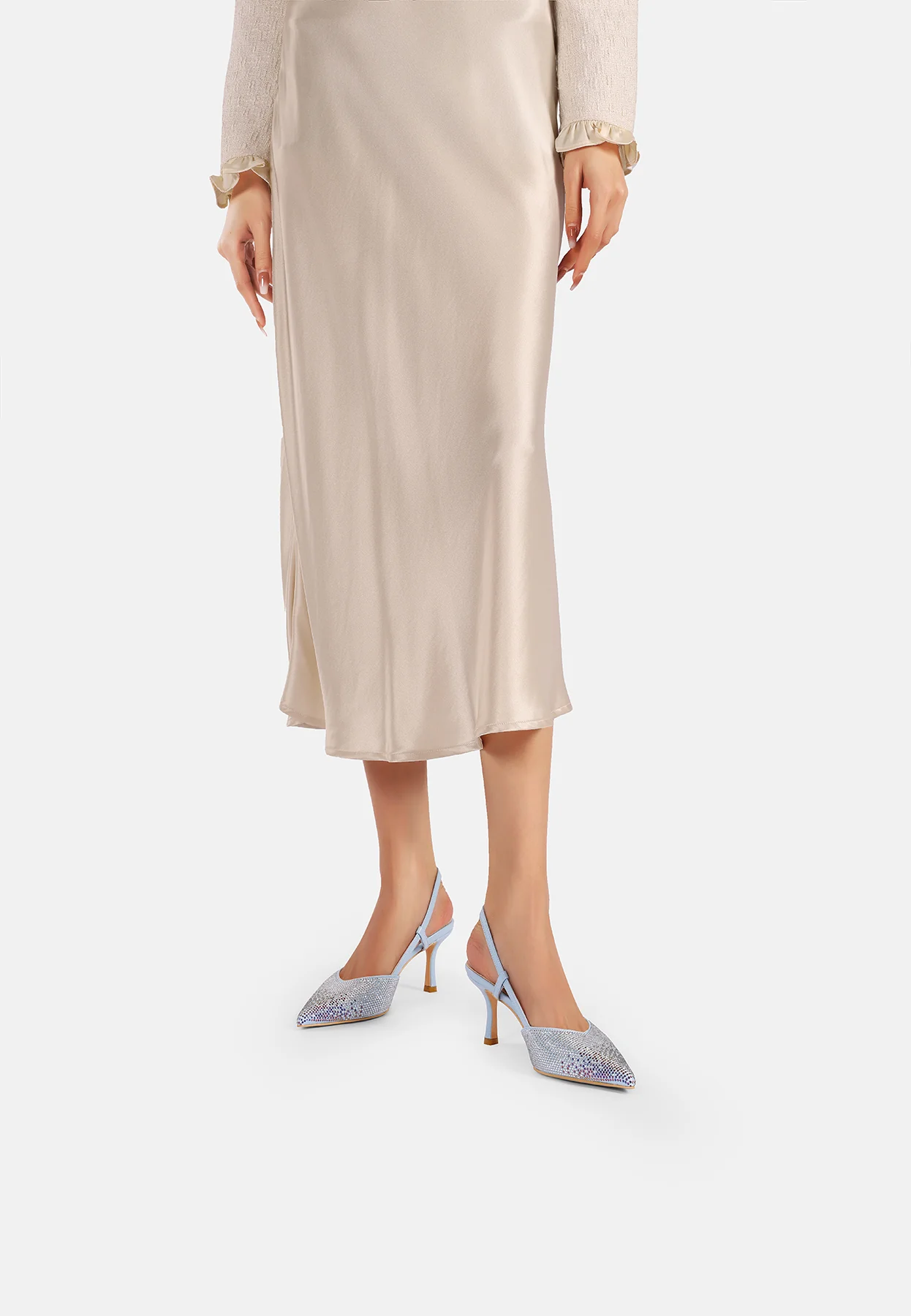 Dècolletè Slingback a punta con strass bicolore K3334 - Image 8
