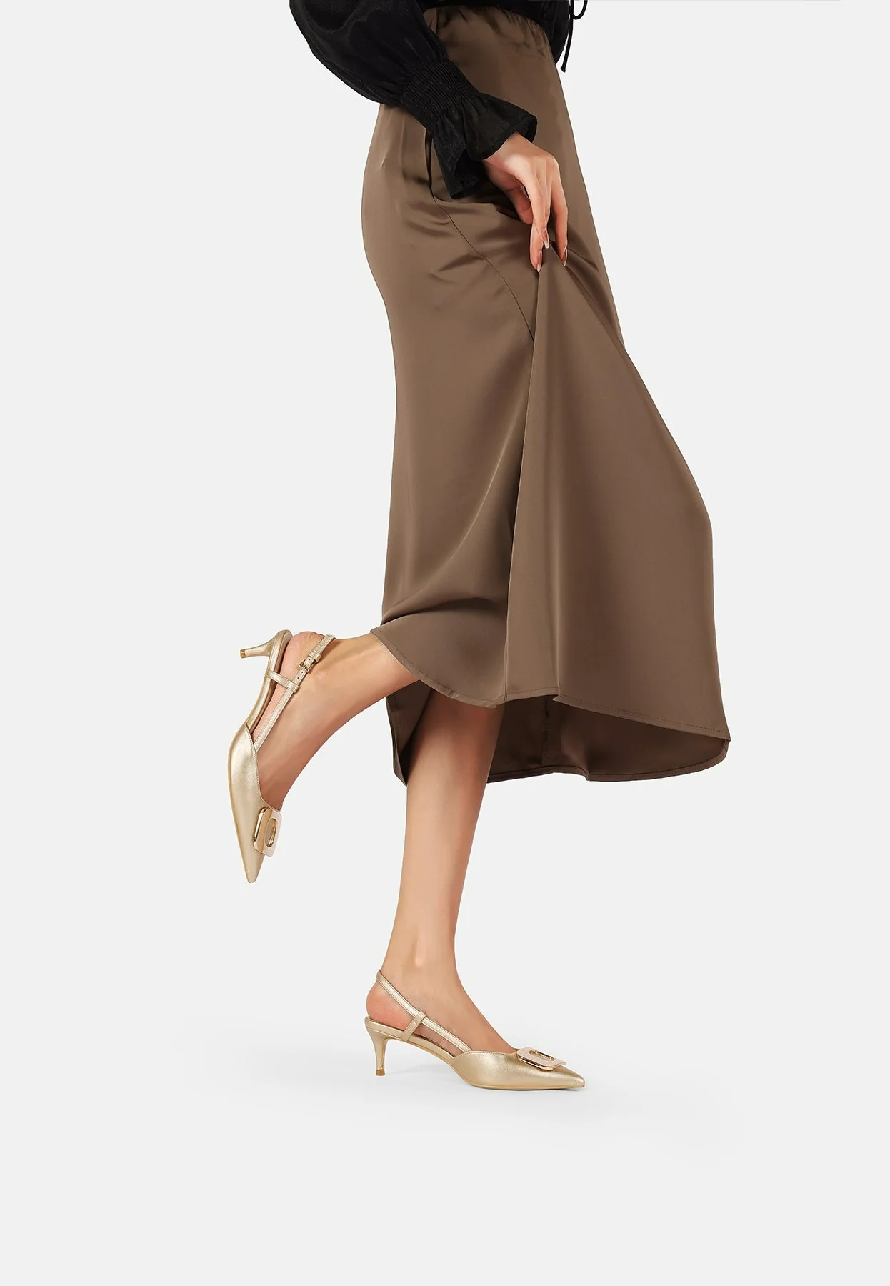 Dècolletè Slingback a punta con maxi fibbia e tacco basso K3348 - Image 14