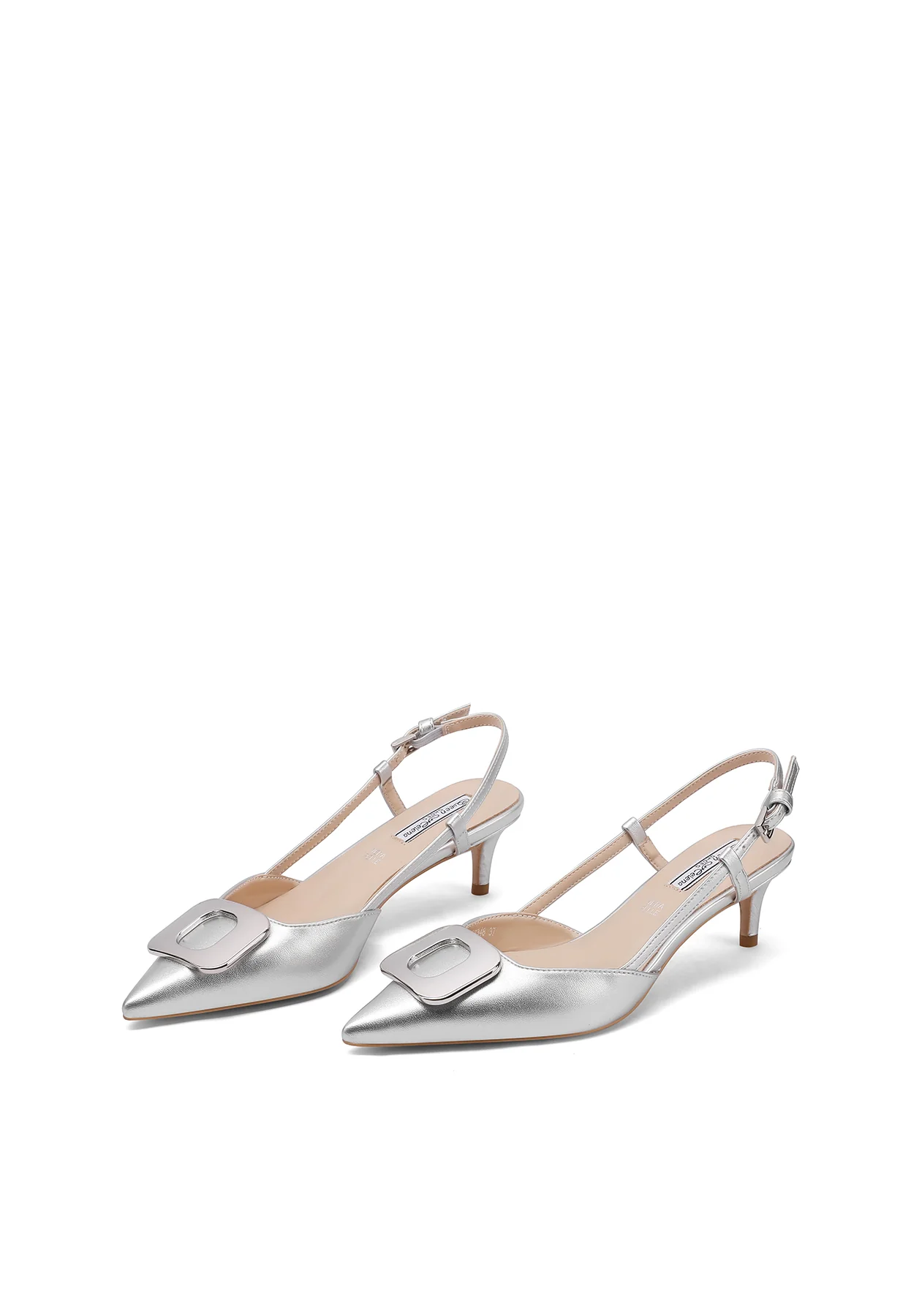 Dècolletè Slingback a punta con maxi fibbia e tacco basso K3348 - Image 4