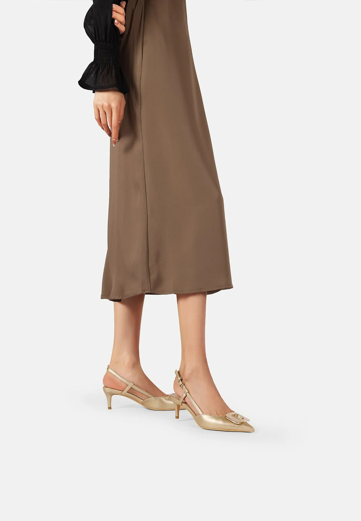 Dècolletè Slingback a punta con maxi fibbia e tacco basso K3348 - Image 7