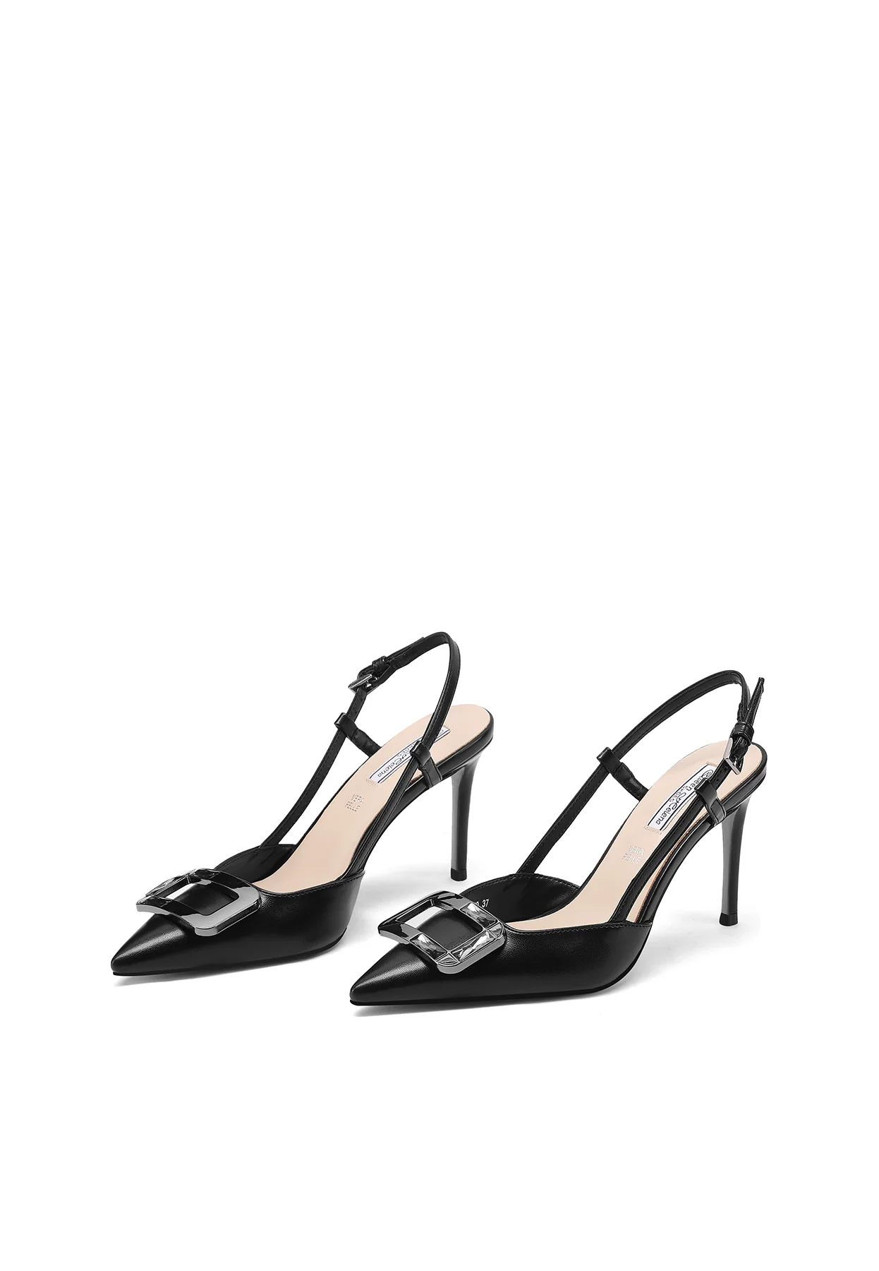 Dècolletè Slingback a punta con maxi fibbia e tacco alto K3350 - Image 12