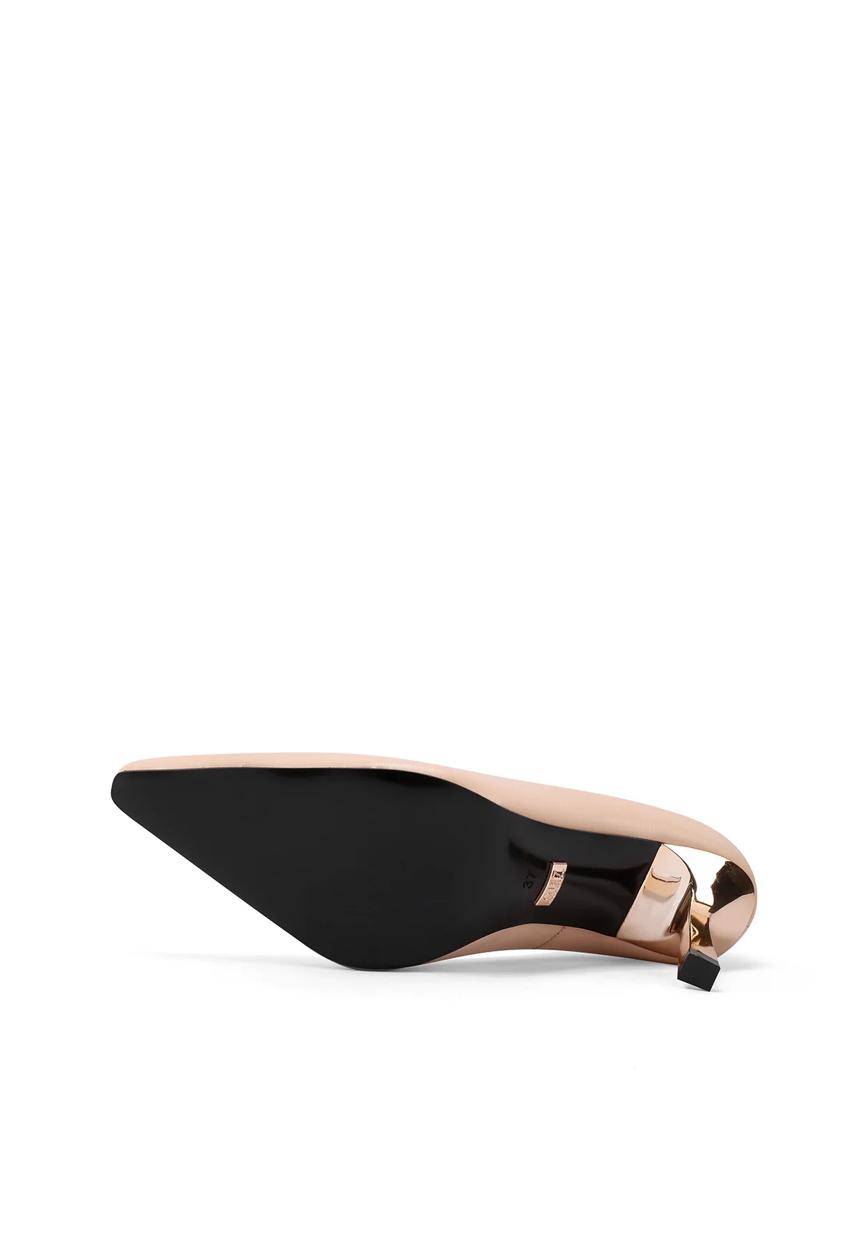 Décolleté nera a punta con tacco oro K3661 - Image 13