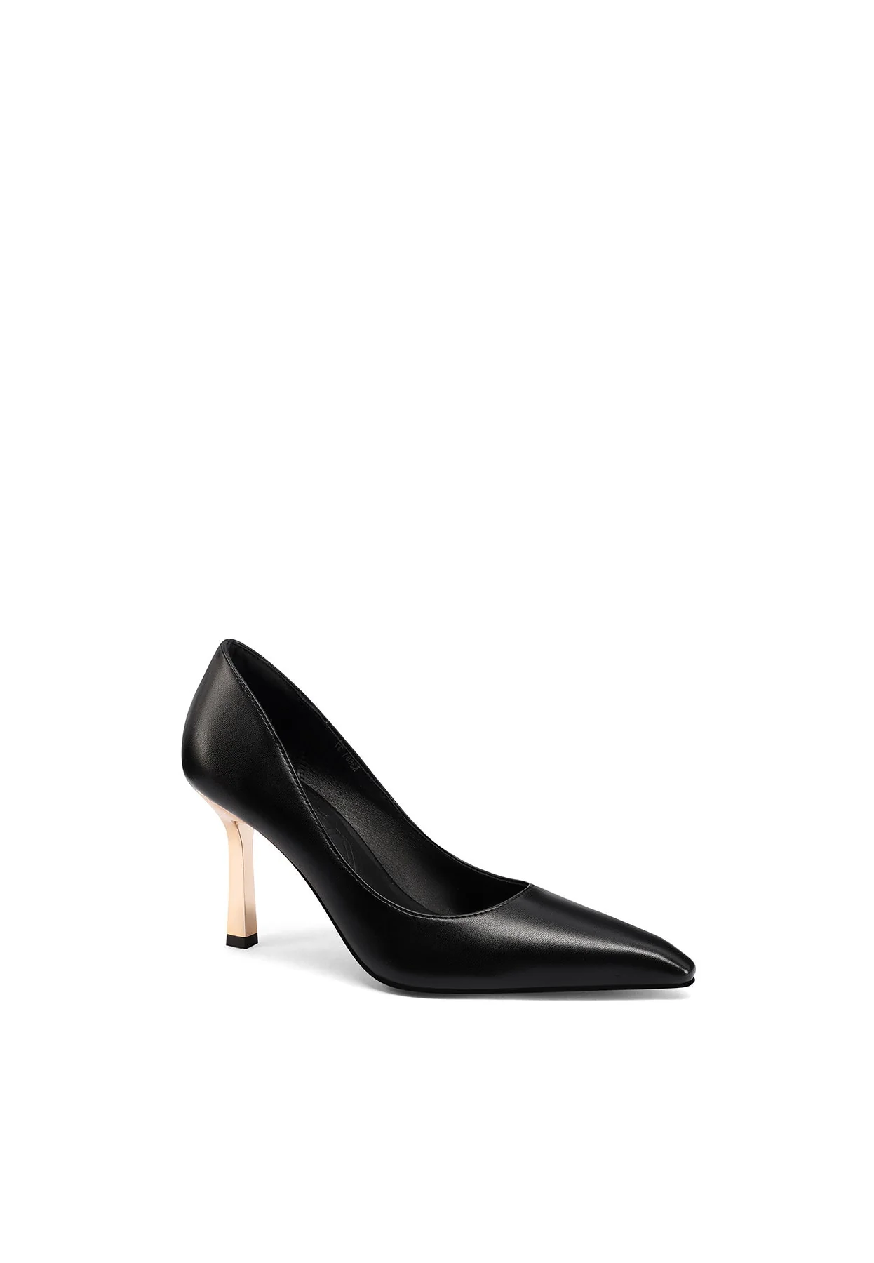 Décolleté nera a punta con tacco oro K3661 - Image 3