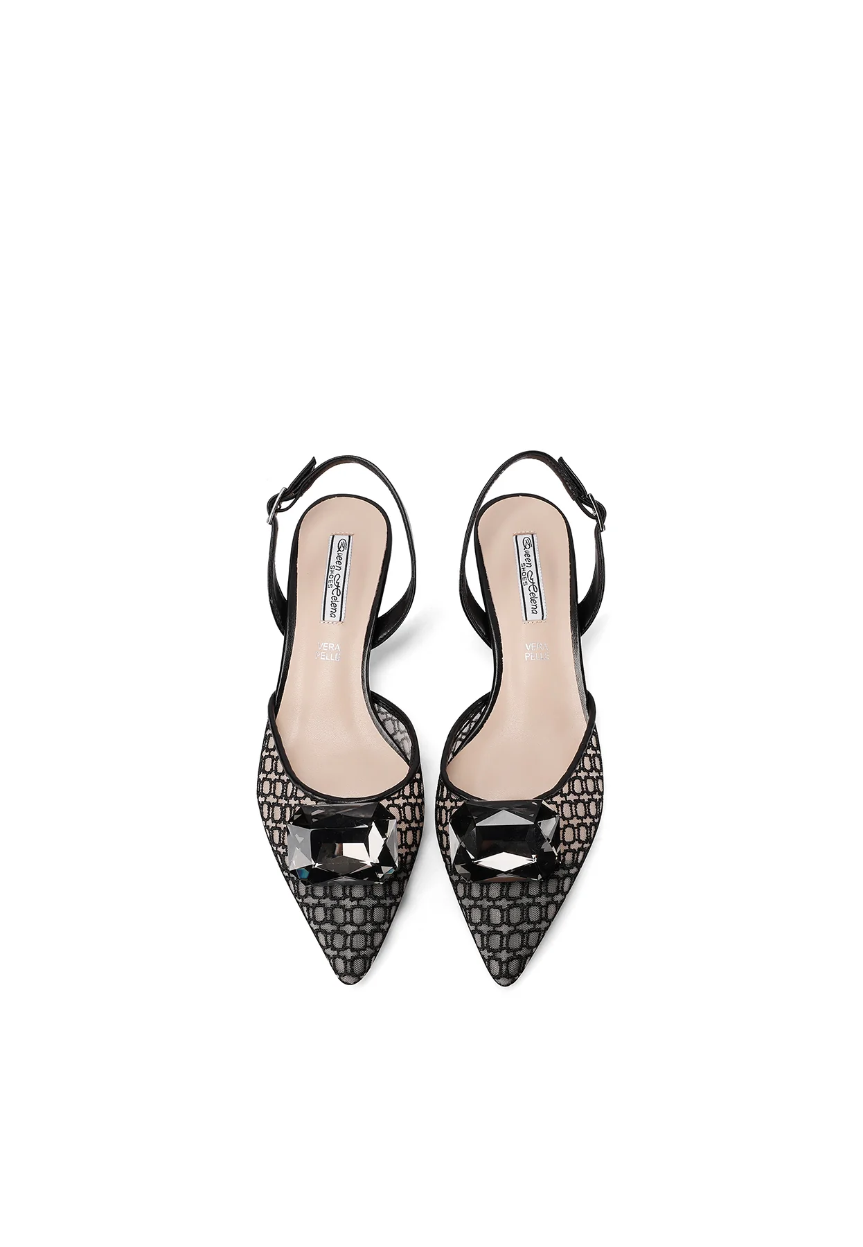 Dècolletè Slingback ricamata con applicazione gioiello K3696 - Image 12