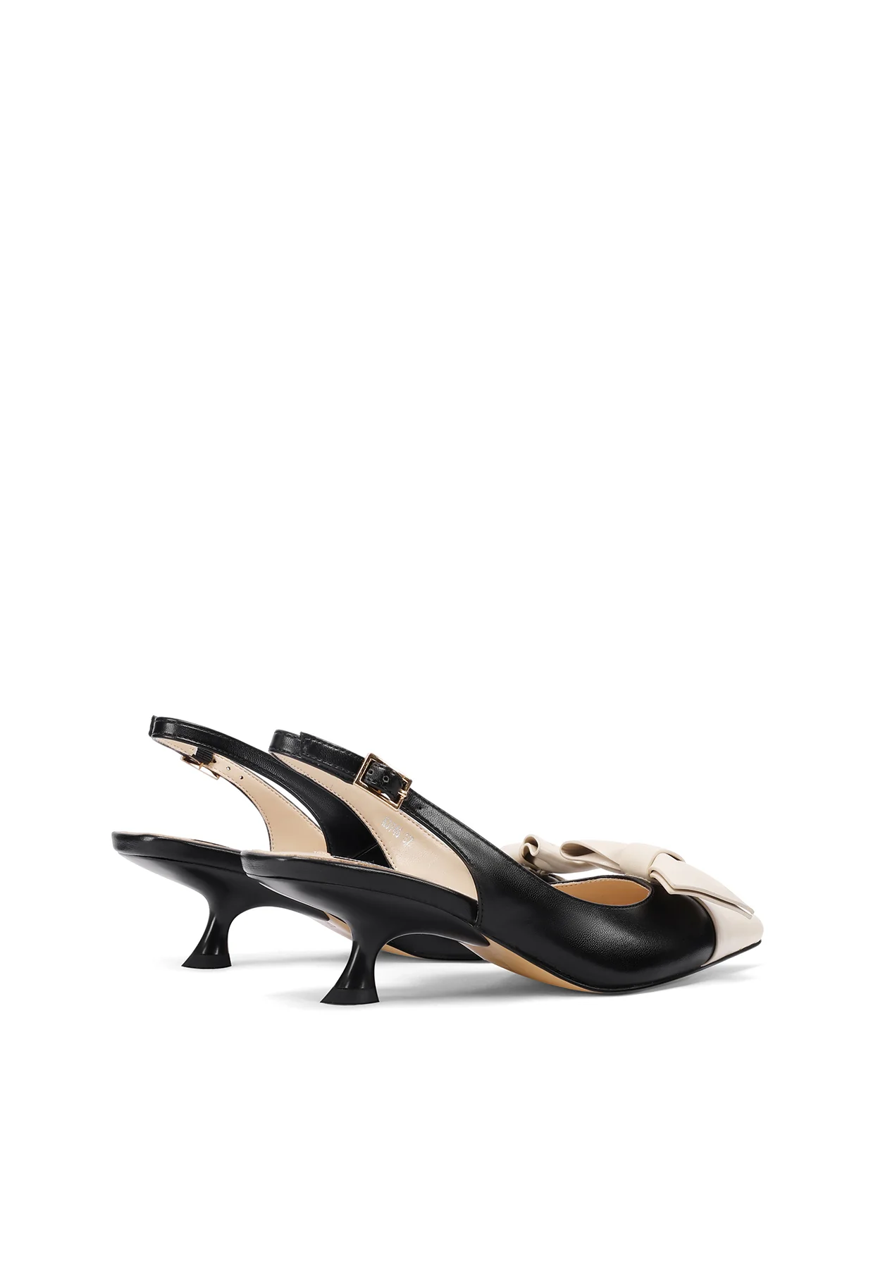 Decolleté slingback bicolore con fiocco e tacco basso K3746 - Image 11