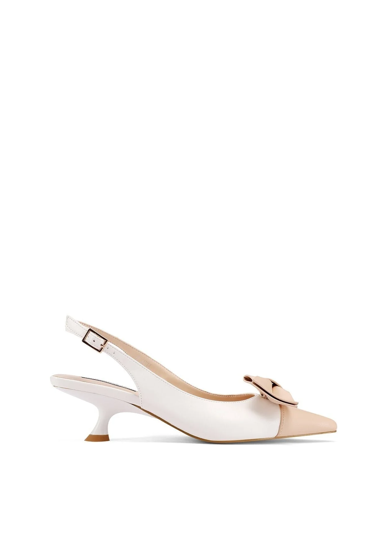 Decolleté slingback bicolore con fiocco e tacco basso K3746 - Image 2