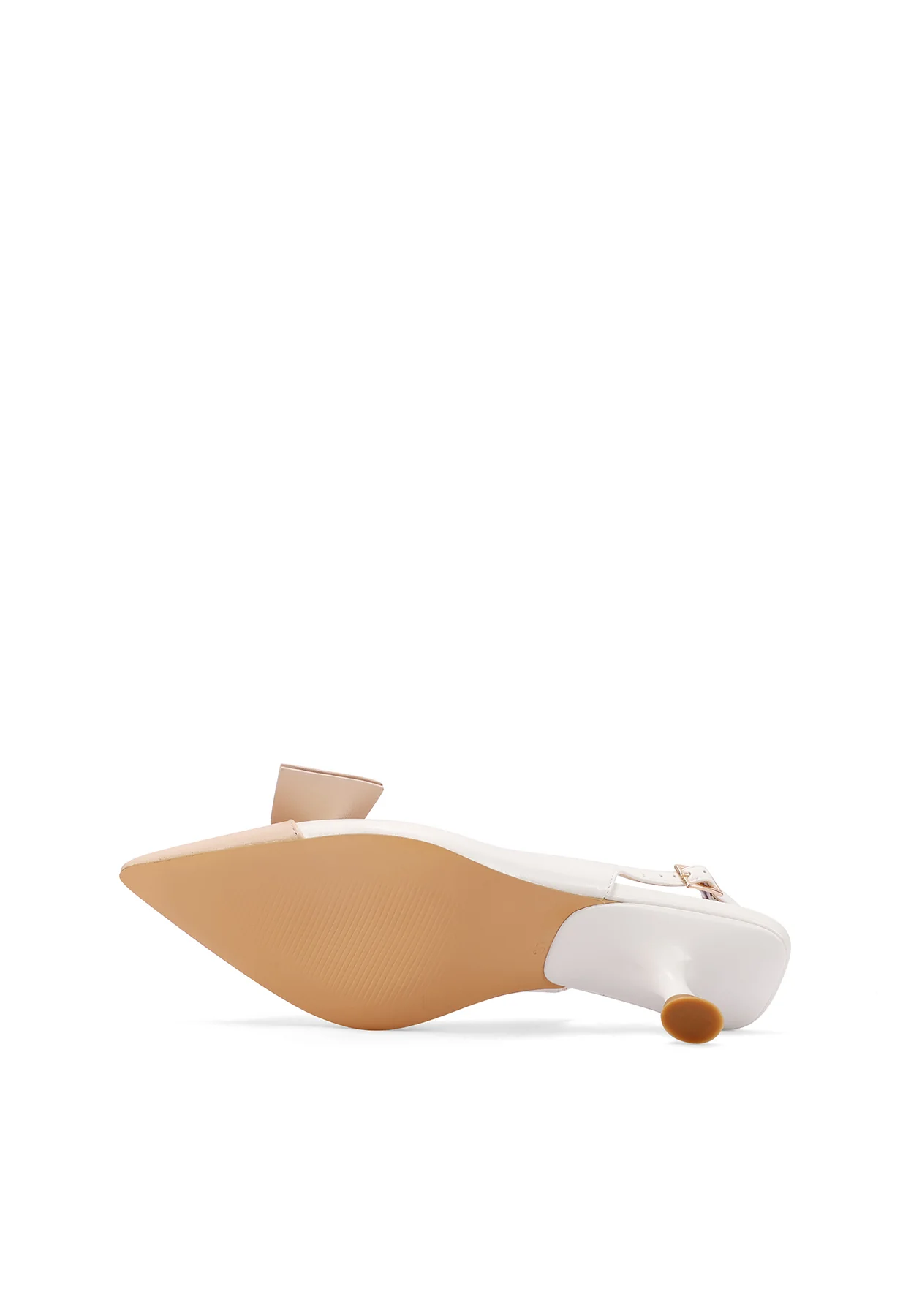 Decolleté slingback bicolore con fiocco e tacco basso K3746 - Image 6