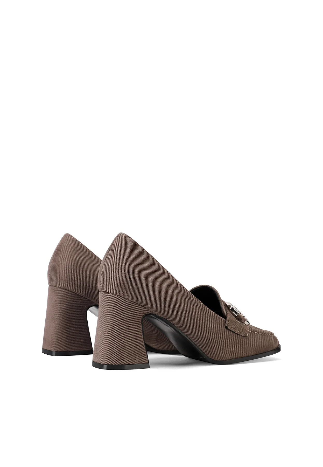 Décolleté mocassino nero con tacco svasato ZM9818 - Image 12