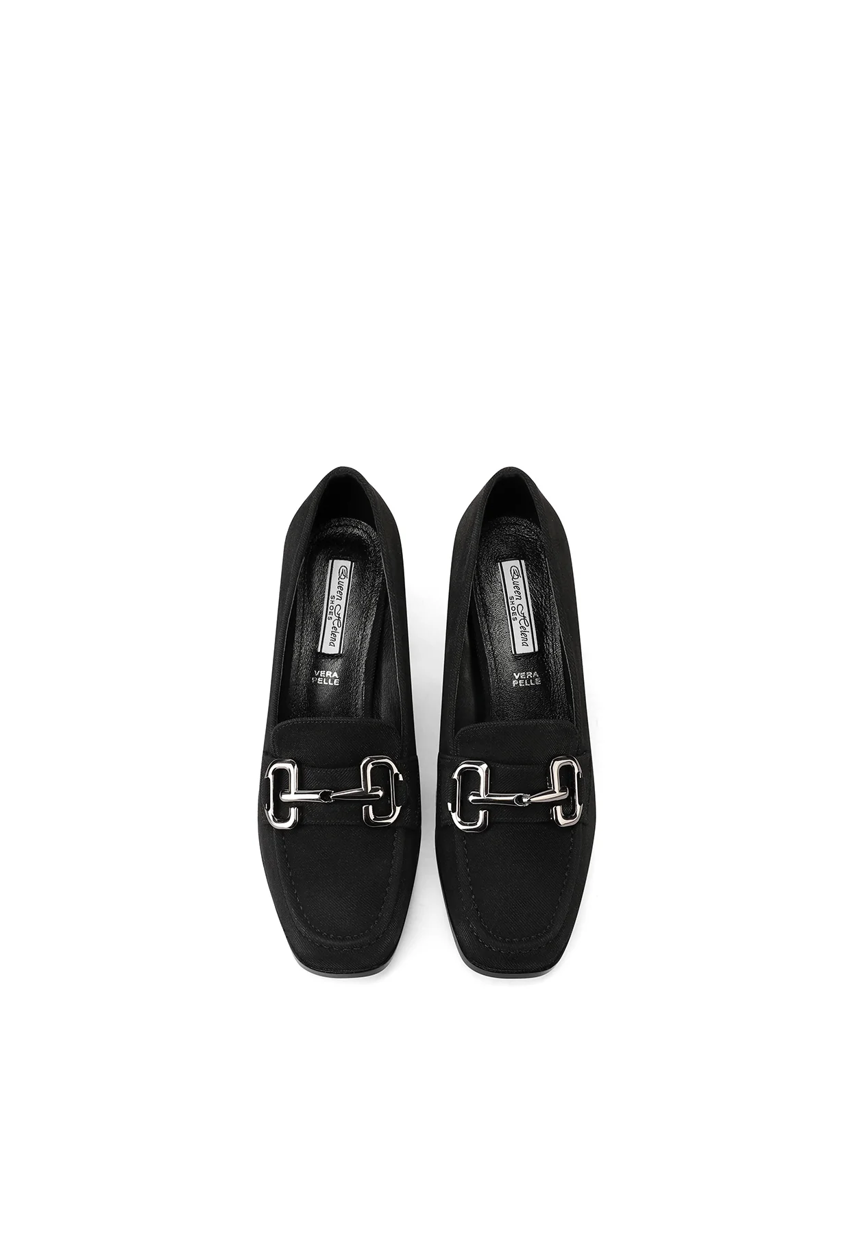 Décolleté mocassino nero con tacco svasato ZM9818 - Image 4