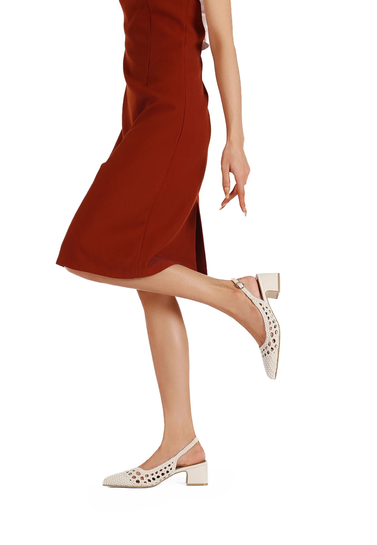 Slingback intrecciata con tacco basso ZM9903 - Image 7