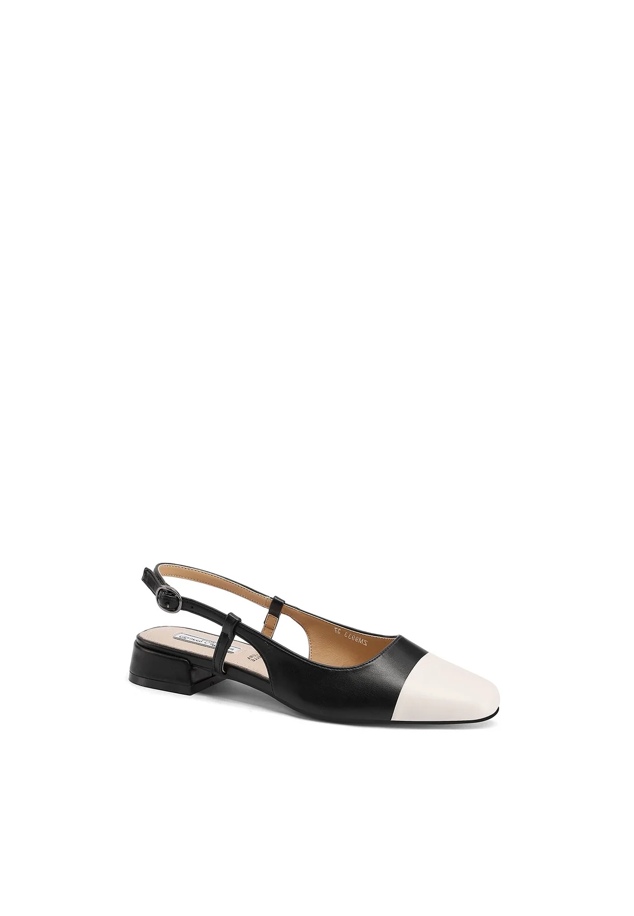 Decolletè Slingback bicolore a punta con tacco basso ZM9933 - Image 3