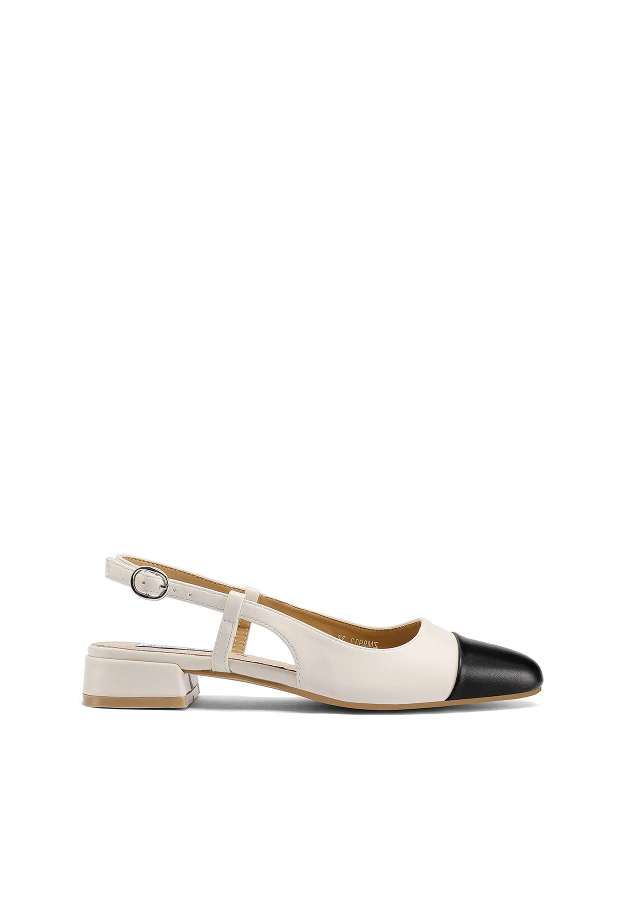 Decolletè Slingback bicolore a punta con tacco basso ZM9933 - Image 9