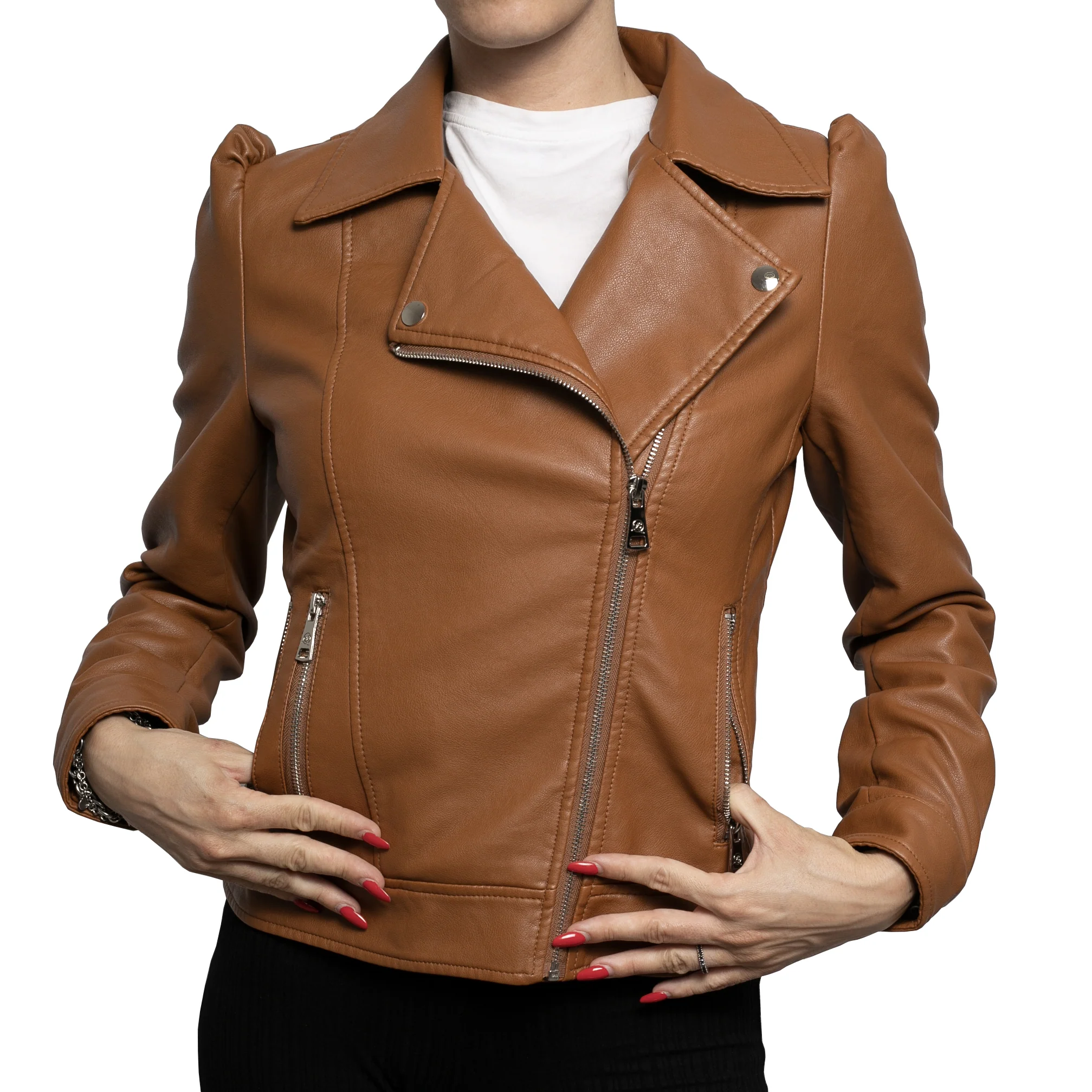 Giacca biker donna ecopelle zip asimmetrica Y3006 - Image 5