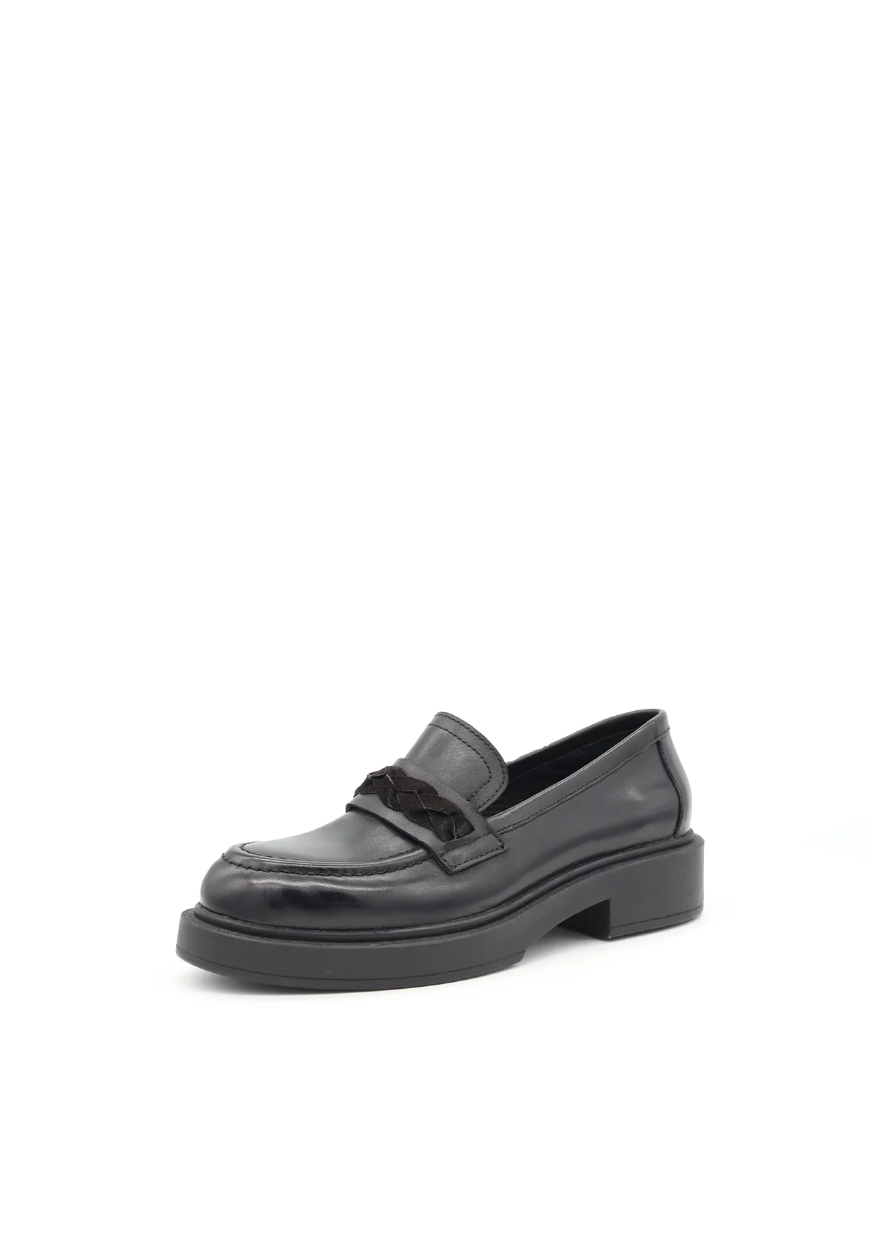 Mocassino nero con dettaglio intrecciato – QH-23 L-413 - Image 3