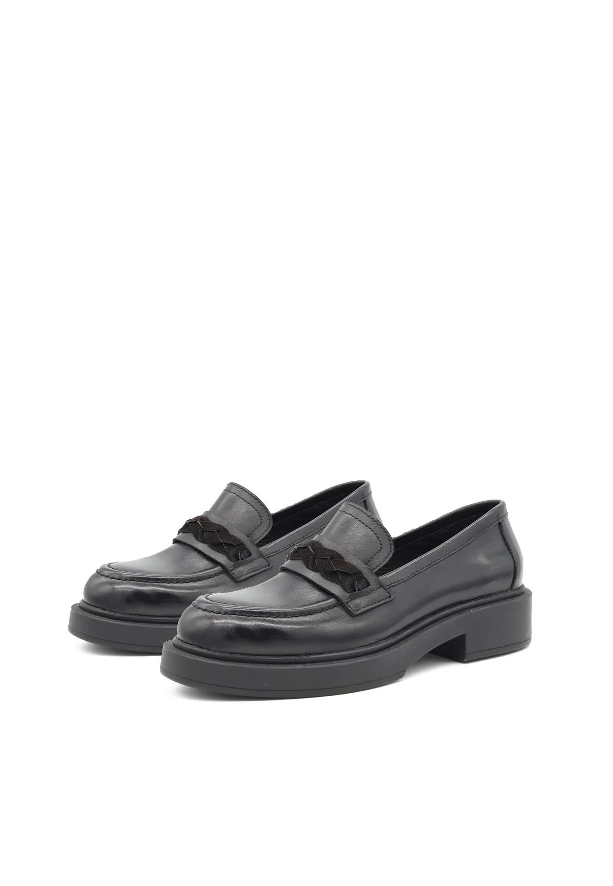 Mocassino nero con dettaglio intrecciato – QH-23 L-413 - Image 4