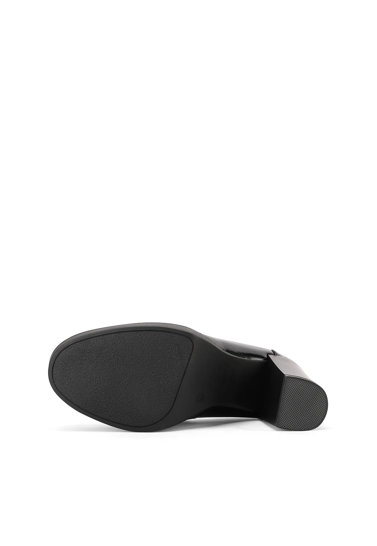 Mocassino nero verniciato con tacco alto e maxi catena X31-111 - Image 6