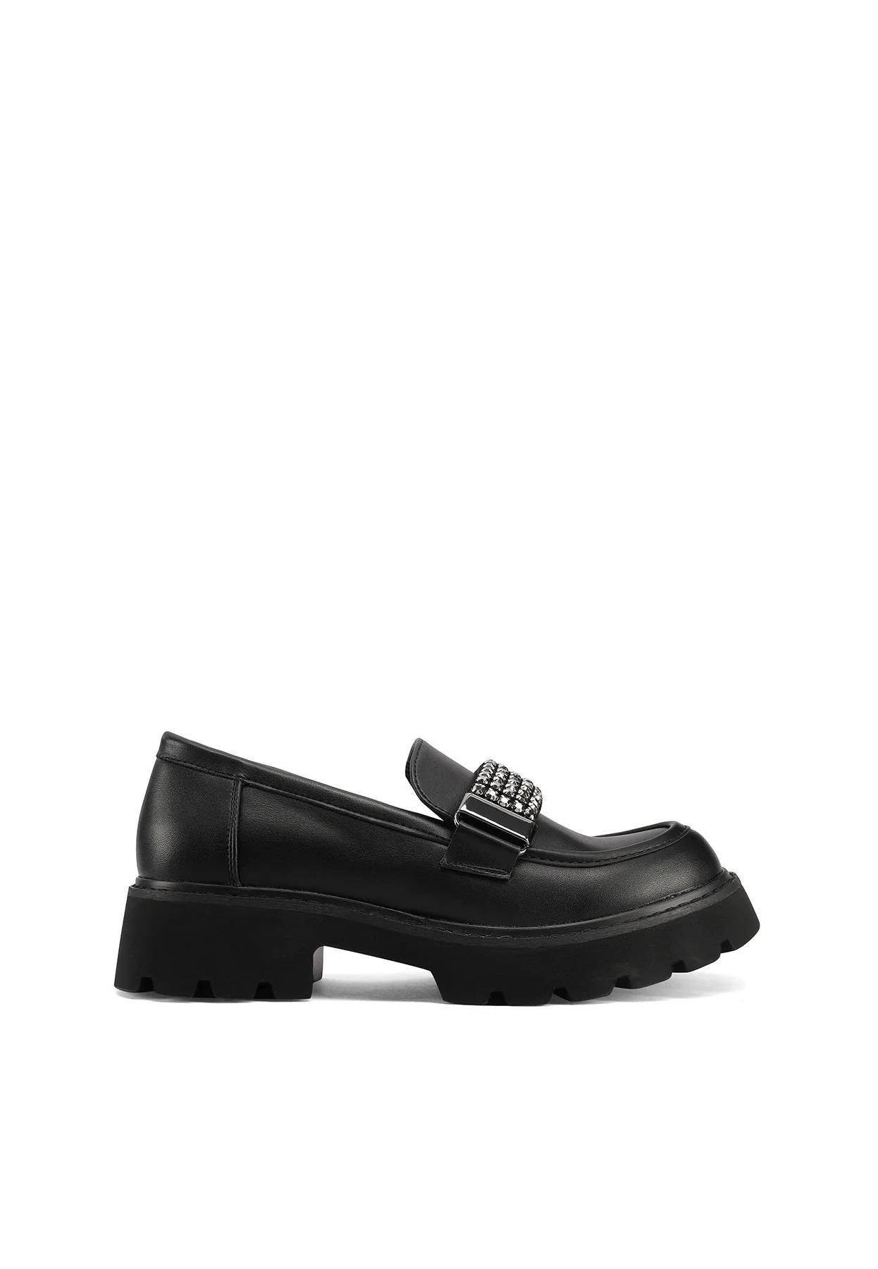 Mocassino nero con dettagli gioiello e suola chunky X31-57 - Image 2