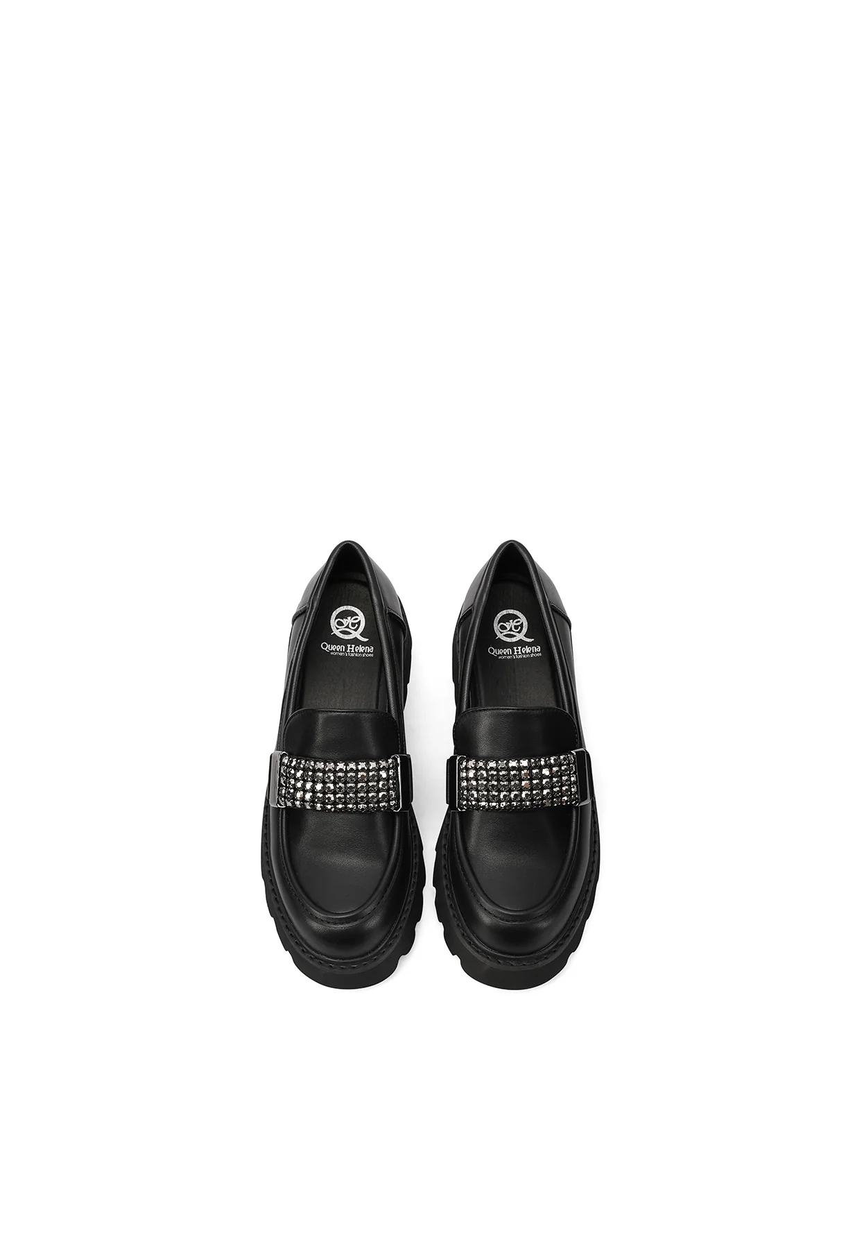 Mocassino nero con dettagli gioiello e suola chunky X31-57 - Image 4