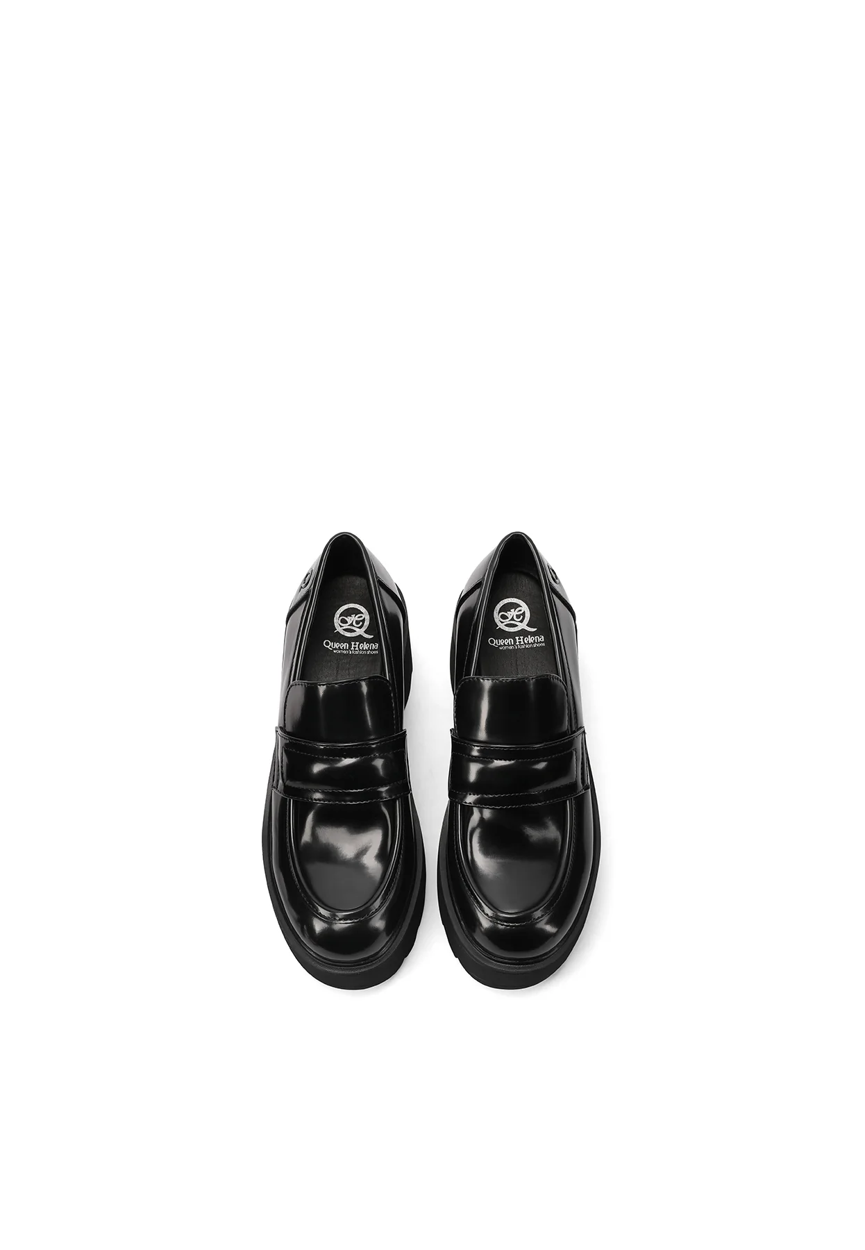 Mocassino nero lucido con zeppa alta elegante X31-98 - Image 4