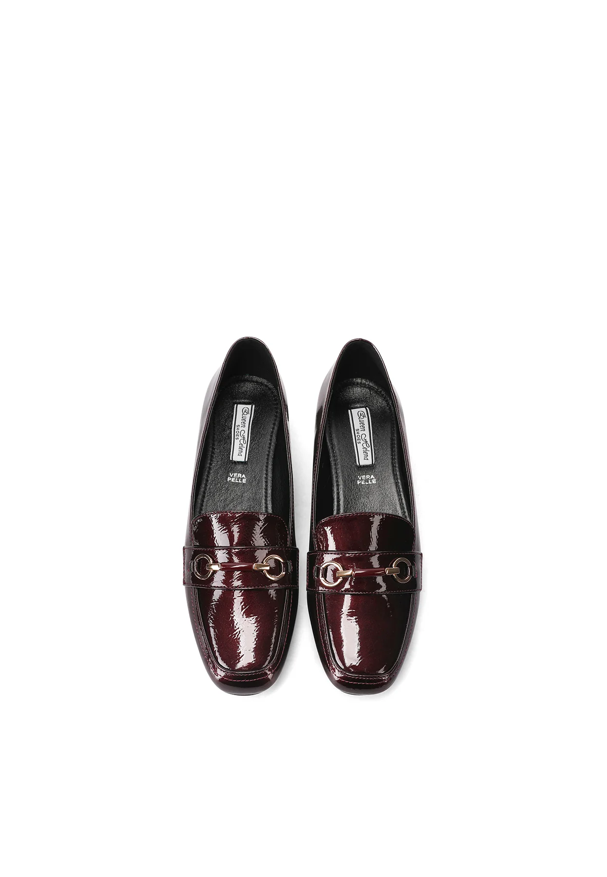 Mocassino bordeaux lucido con tacco basso ZM9802 - Image 4