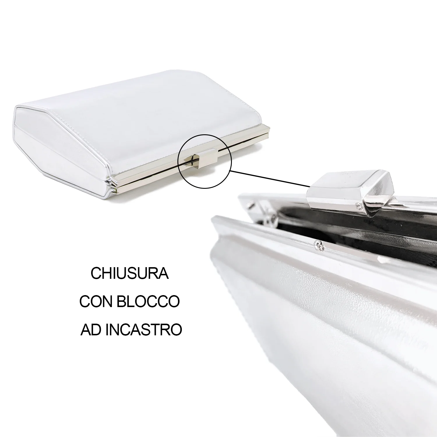 Pochette elegante metallizzata con catena a spalla S603 - Image 14