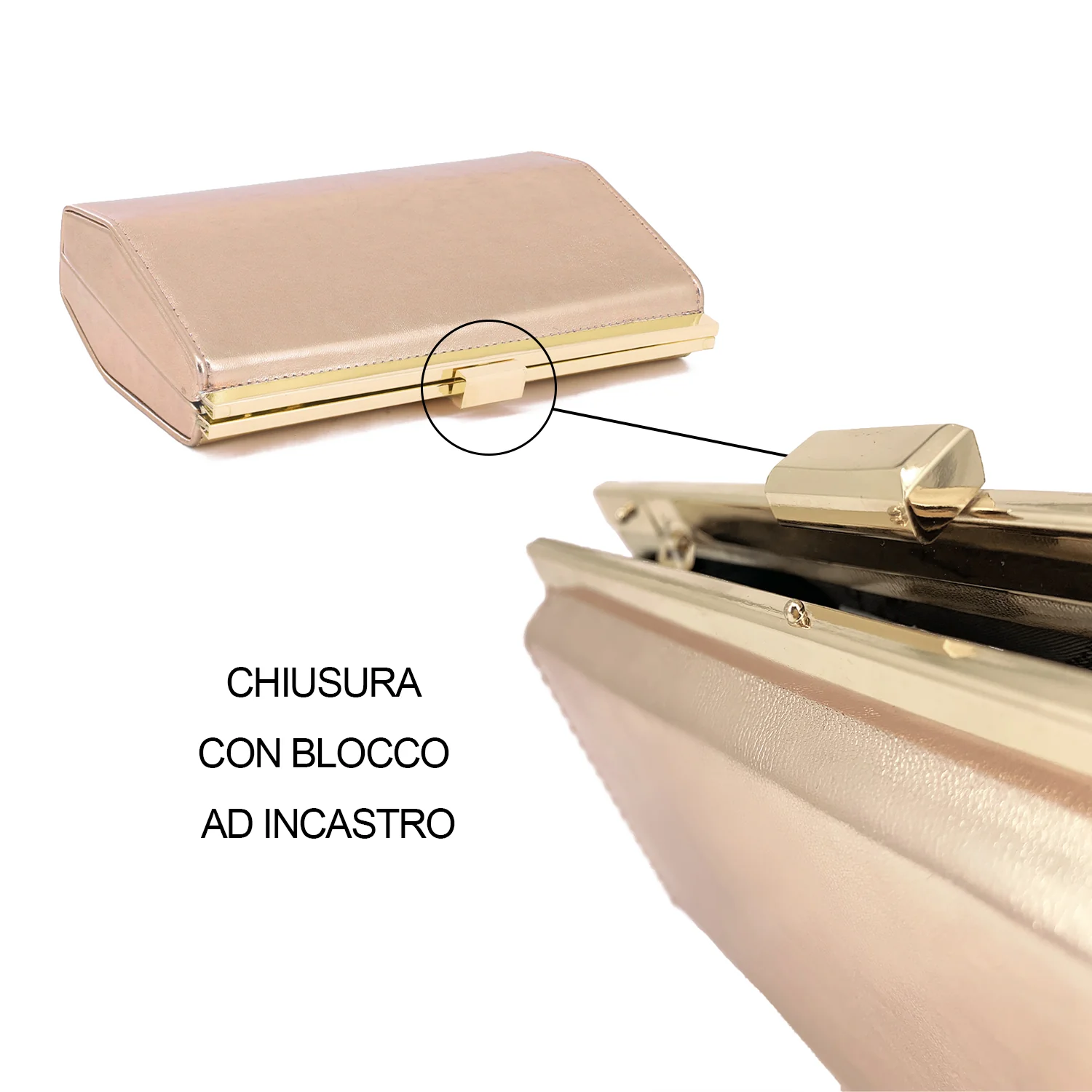 Pochette elegante metallizzata con catena a spalla S603 - Image 7