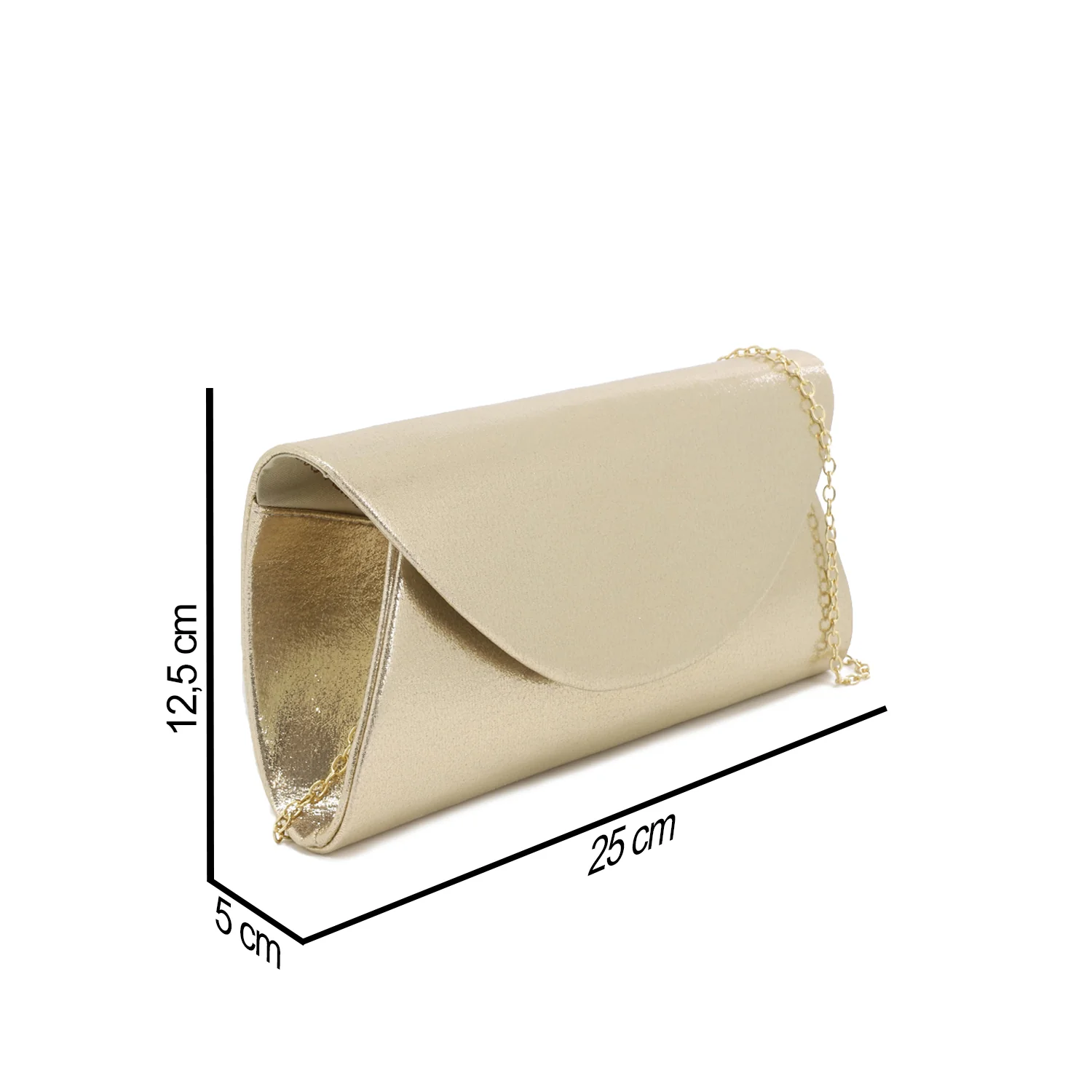 Pochette metallizzata elegante a busta con catena sottile S608 - Image 11