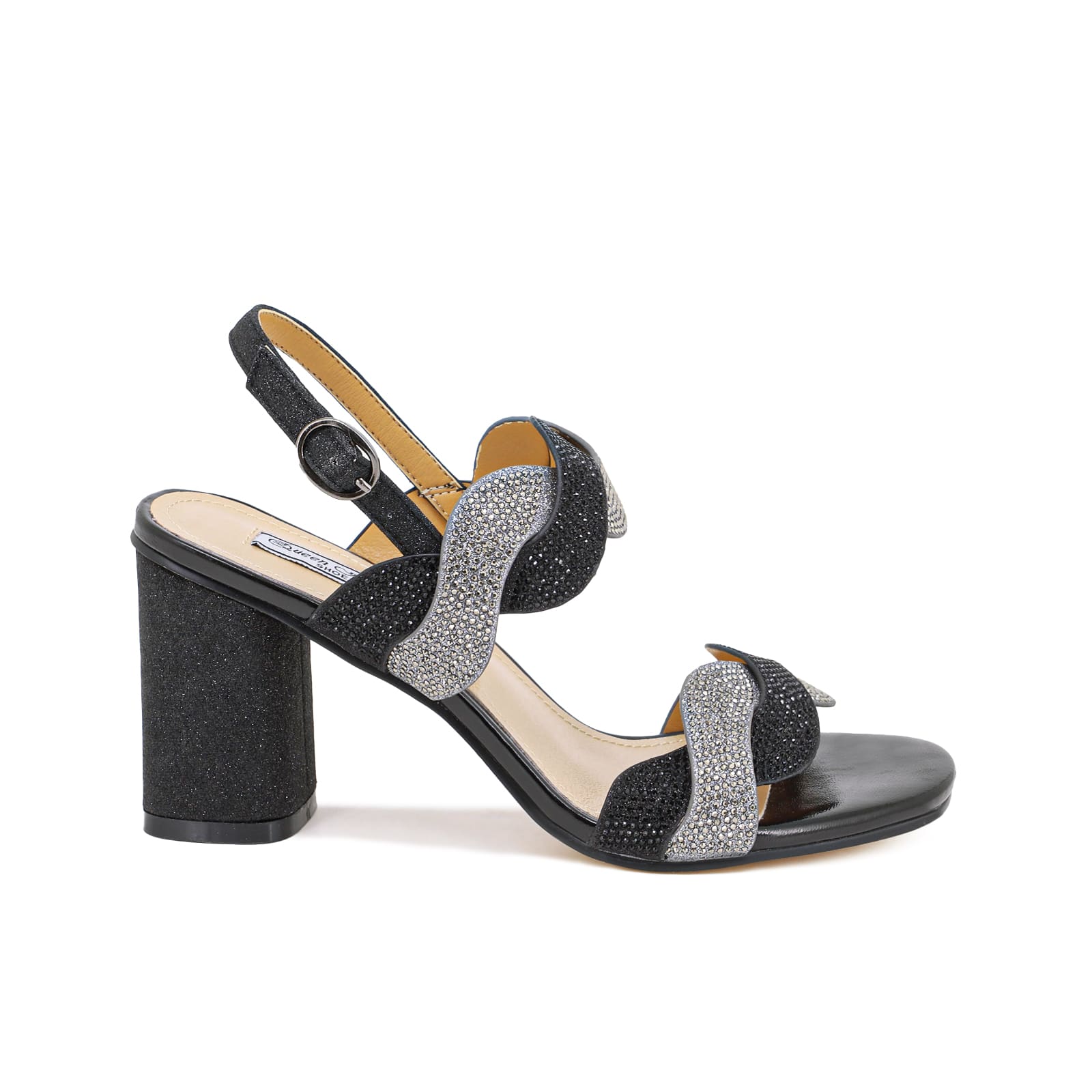 Sandali gioiello argento con strass e tacco largo ZM9010 - Image 10