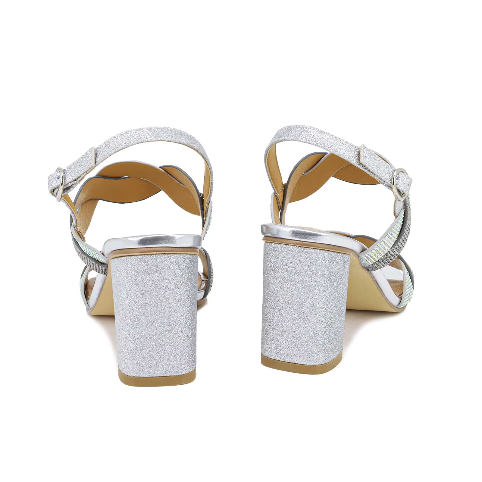 Sandali gioiello argento con strass e tacco largo ZM9010 - Image 5