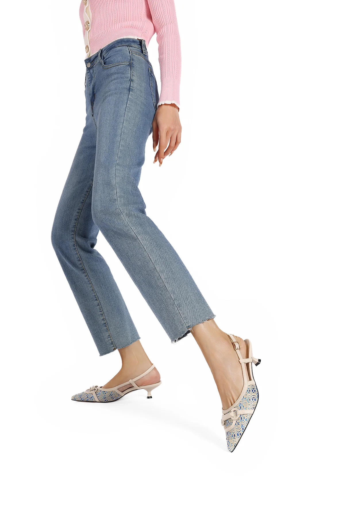 Dècolletè Slingback intrecciata a punta con tacco basso K3720 - Image 8