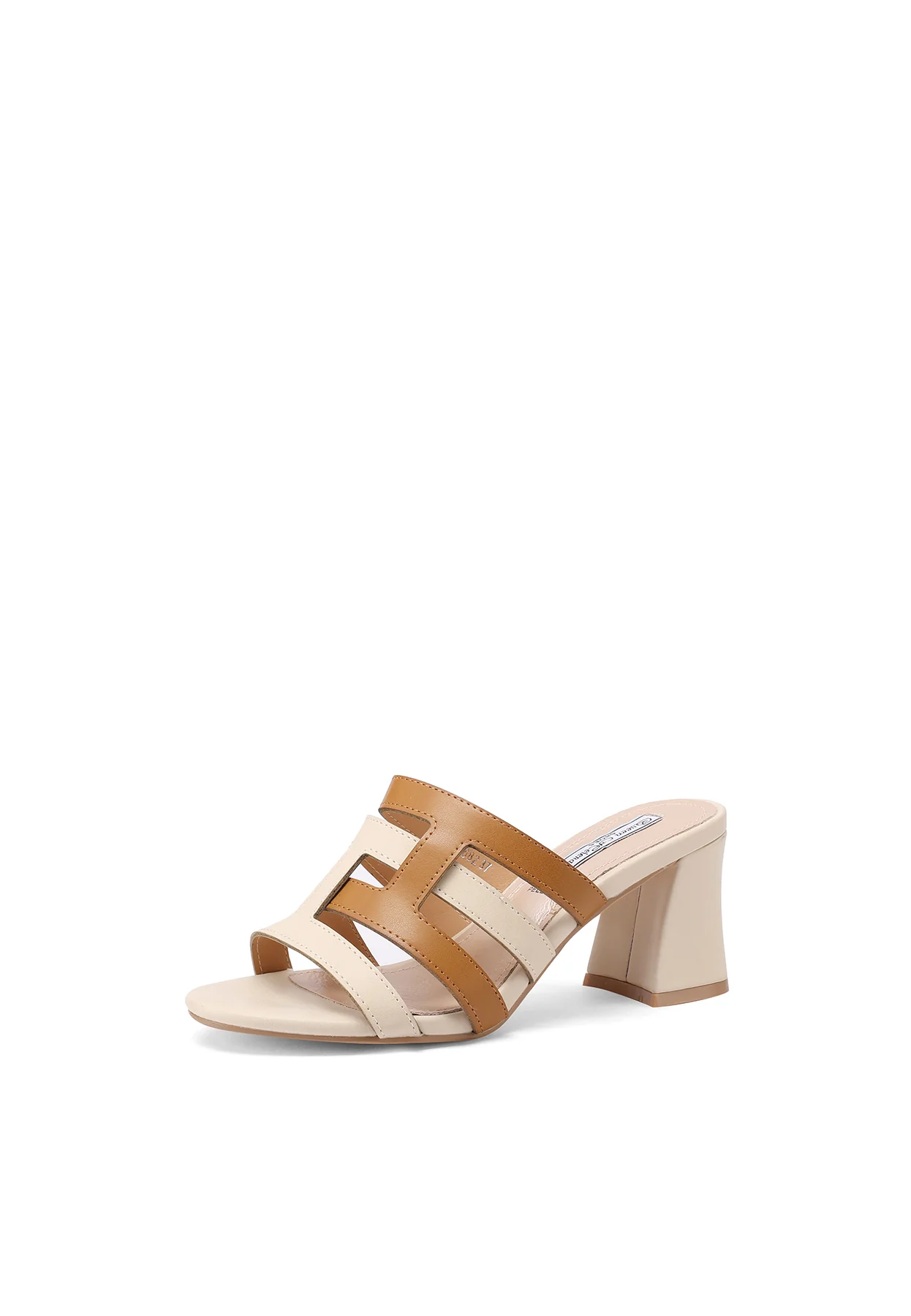 Sandali eleganti a fasce bicolore con tacco medio ZM9682 - Image 3