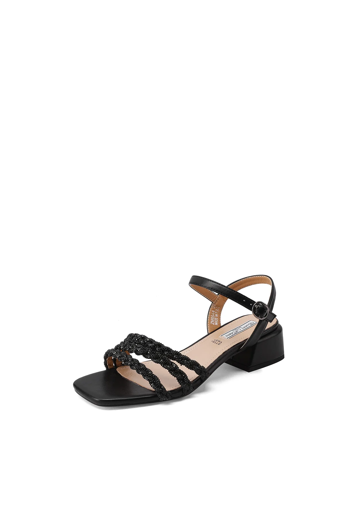 Sandali eleganti con fasce strass e tacco basso ZM9944 - Image 3