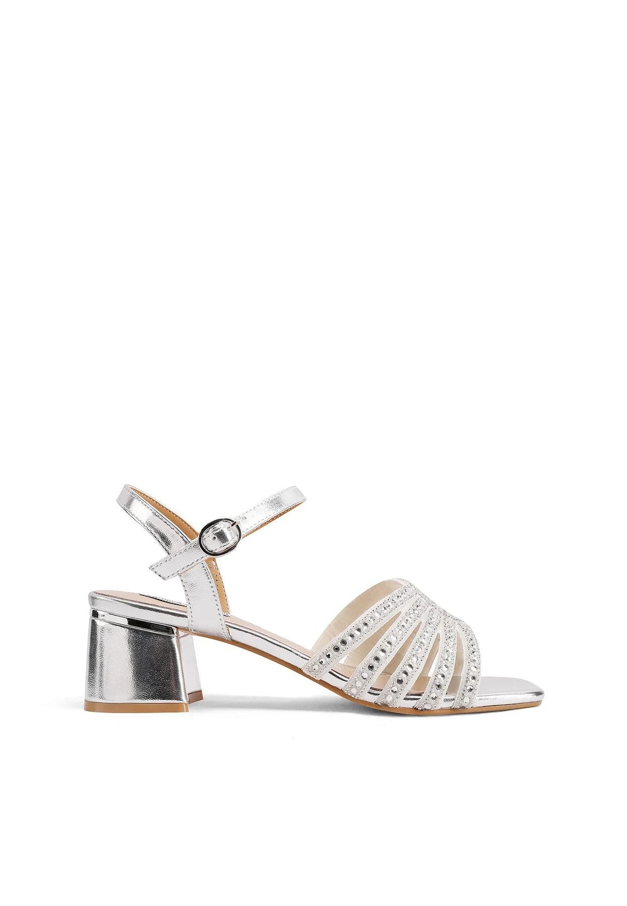 Sandali gioiello eleganti con fasce strass e tacco quadrato ZM9962 - Image 2