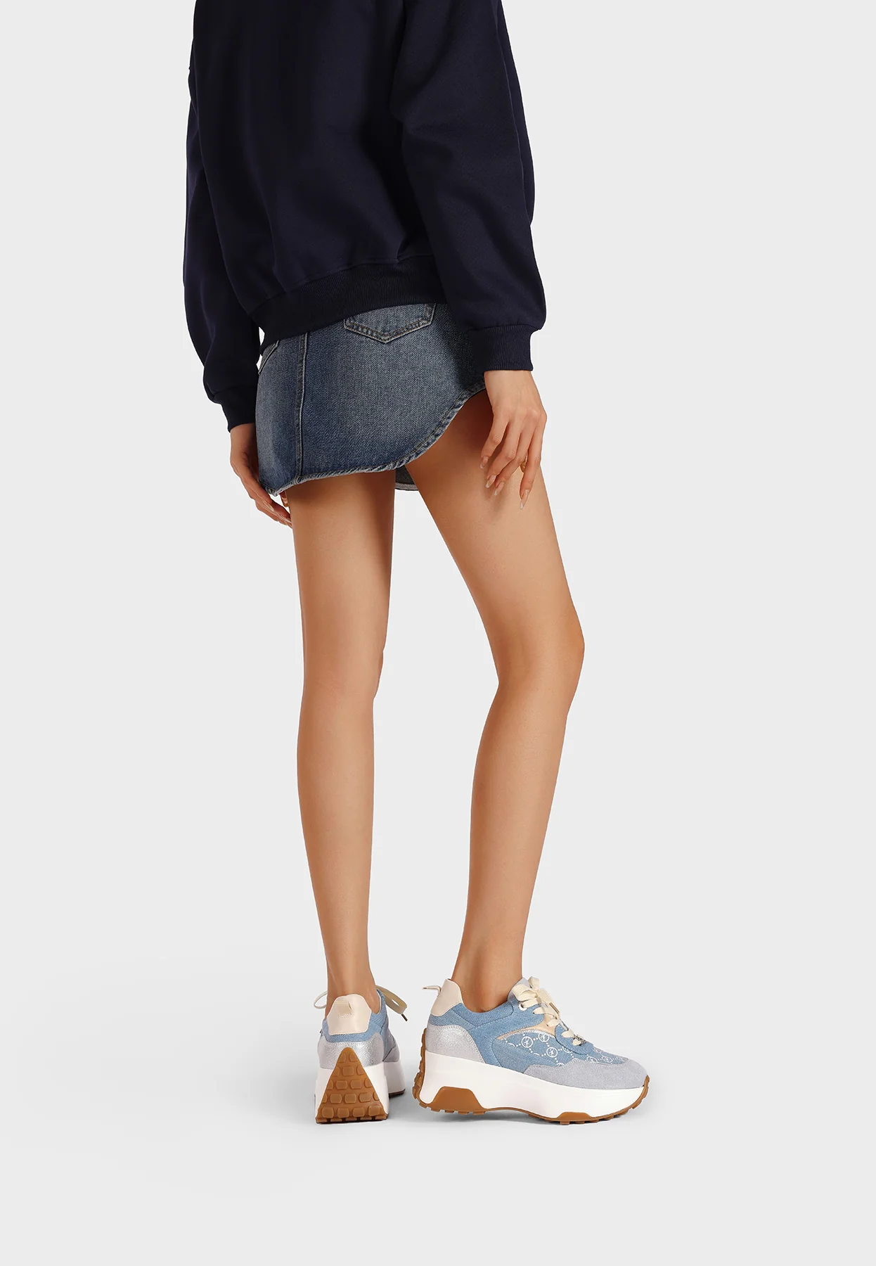 Sneakers donna zeppa denim X32-35 - Image 7