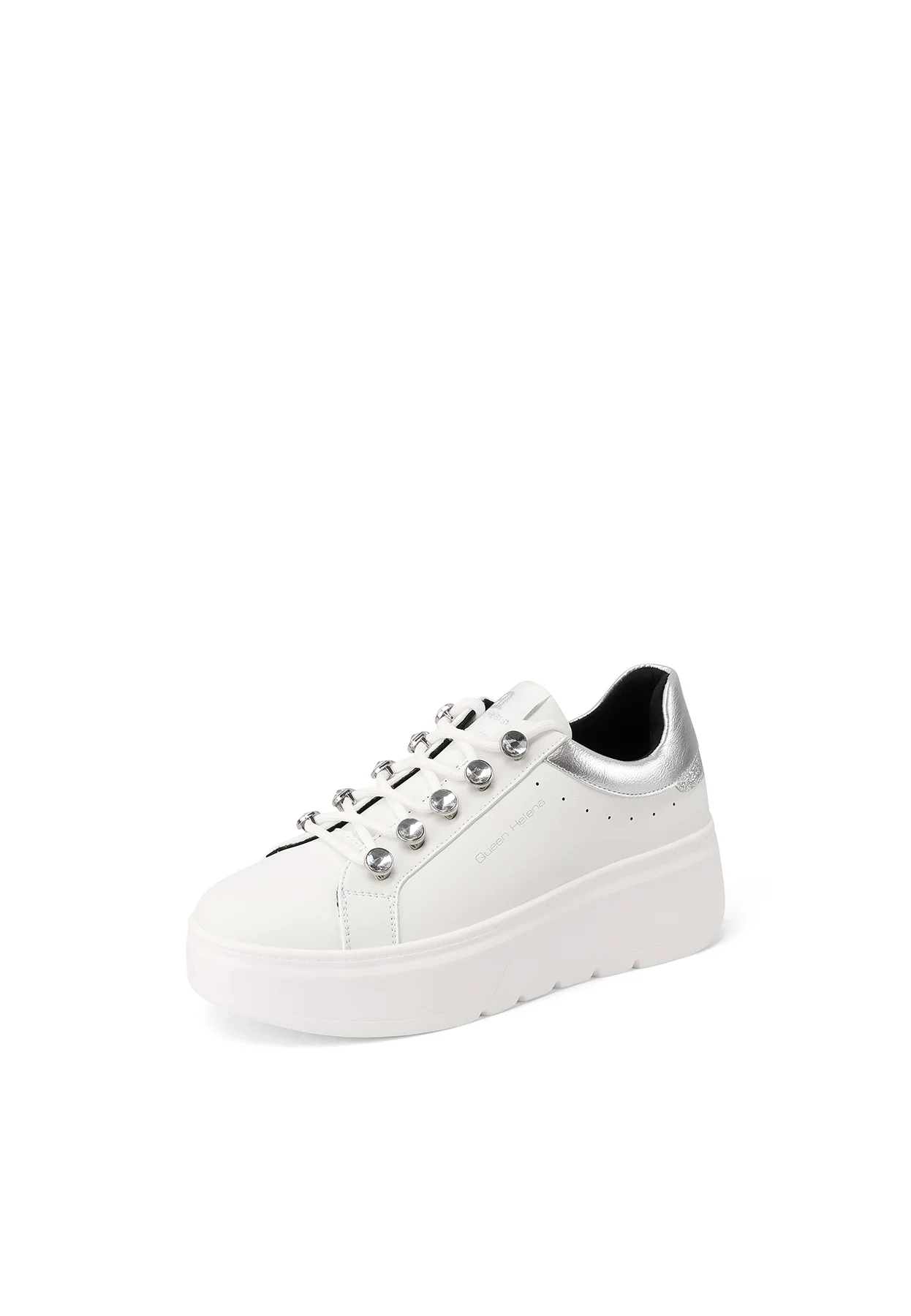 Sneakers da donna bianche platform con dettagli neri X33-12 - Image 10