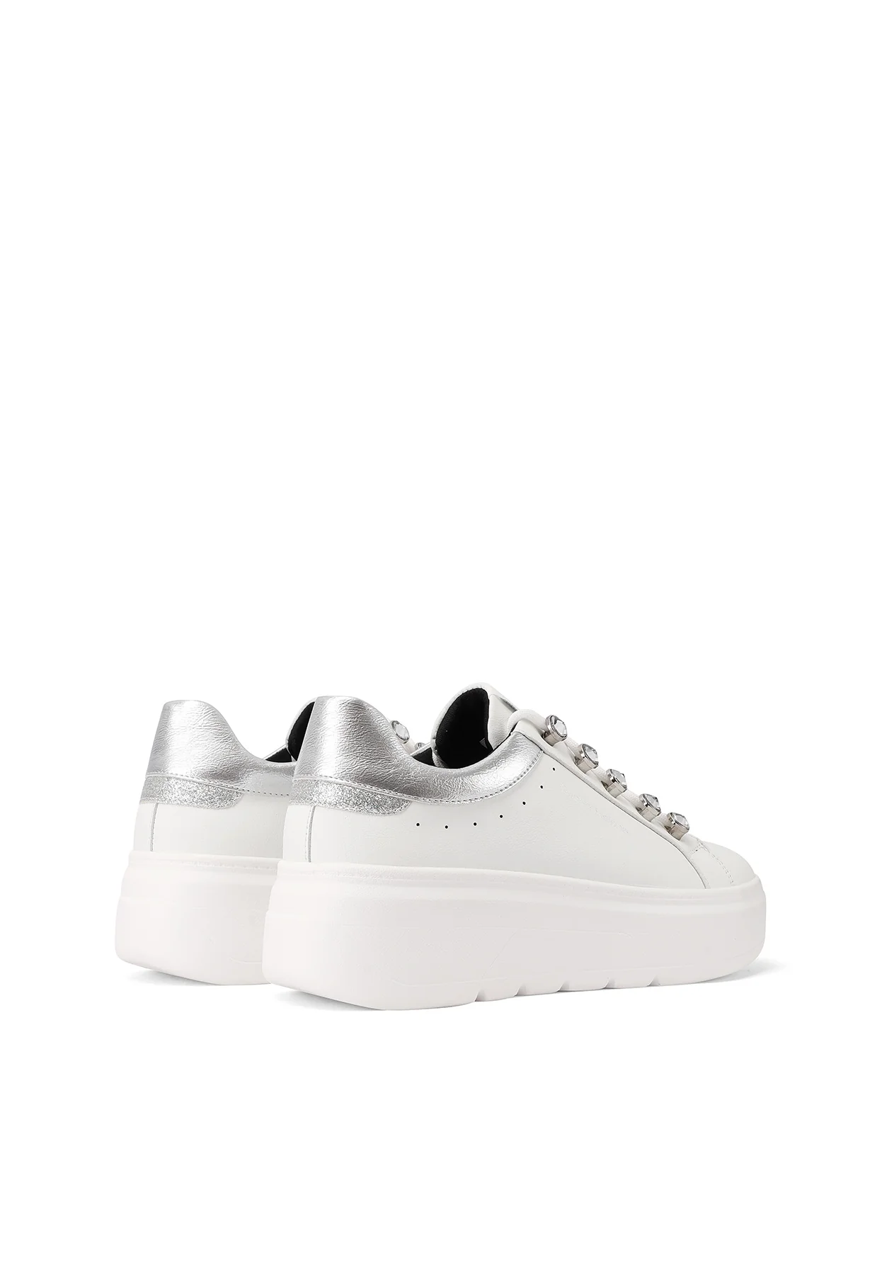 Sneakers da donna bianche platform con dettagli neri X33-12 - Image 11