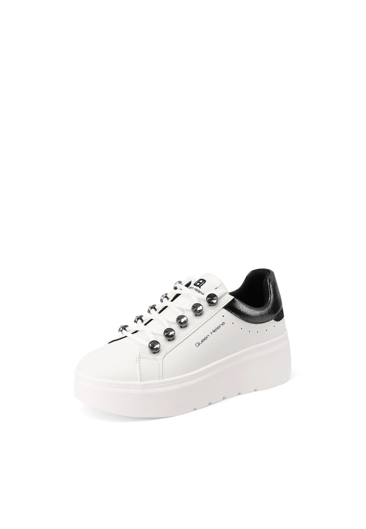 Sneakers da donna bianche platform con dettagli neri X33-12 - Image 3