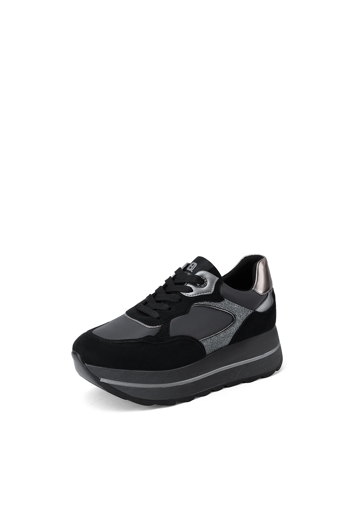 Sneakers da donna nere platform con dettagli metallici X33-17 - Image 3