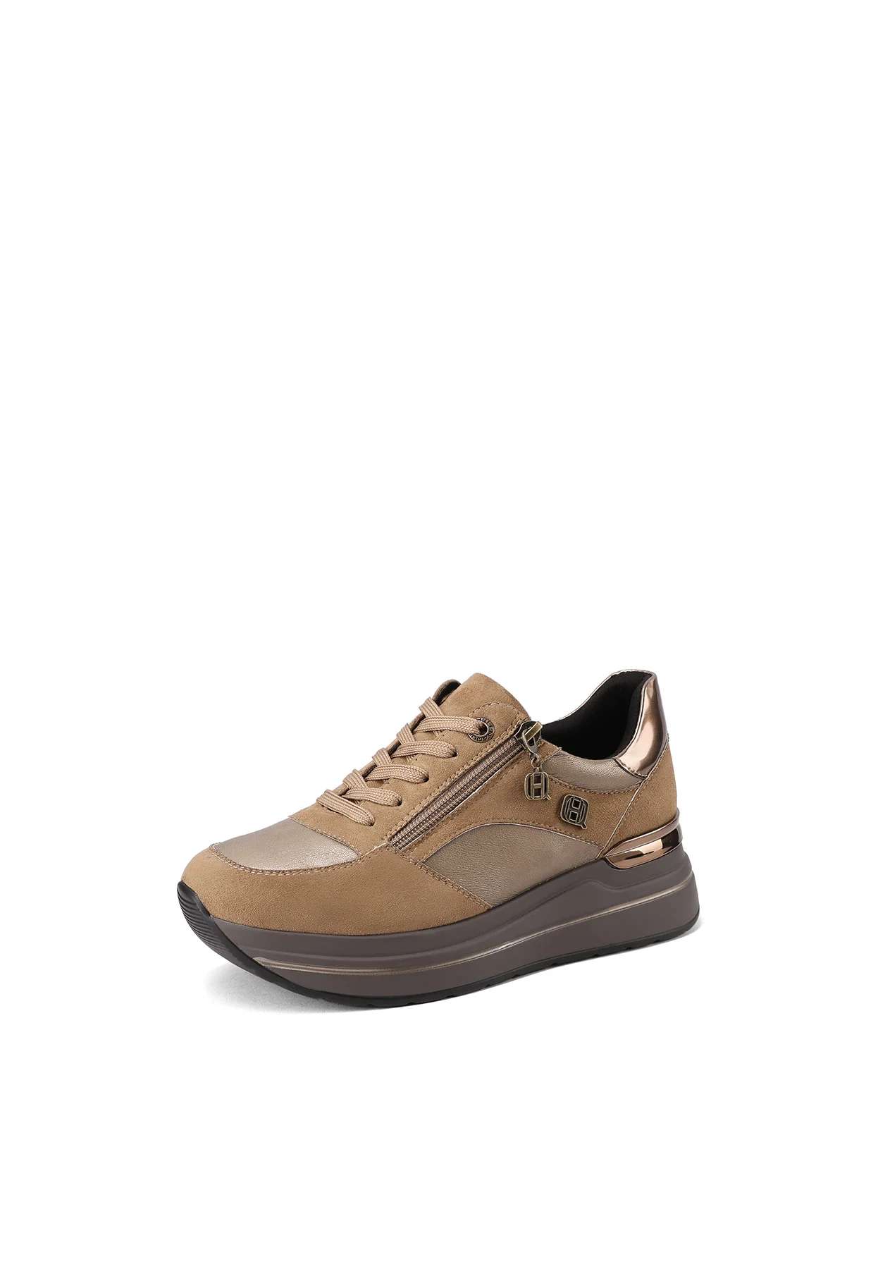 Sneakers con zeppa e zip laterale in camoscio X33-21 - Image 3