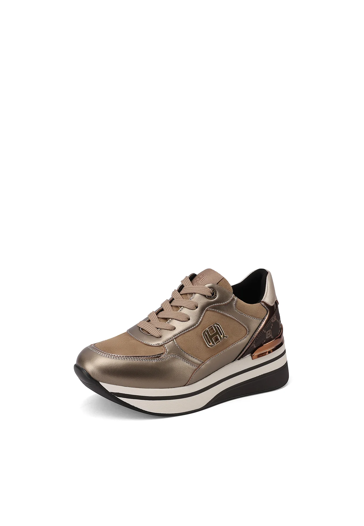Sneakers da donna con zeppa e dettagli logati X33-26 - Image 3