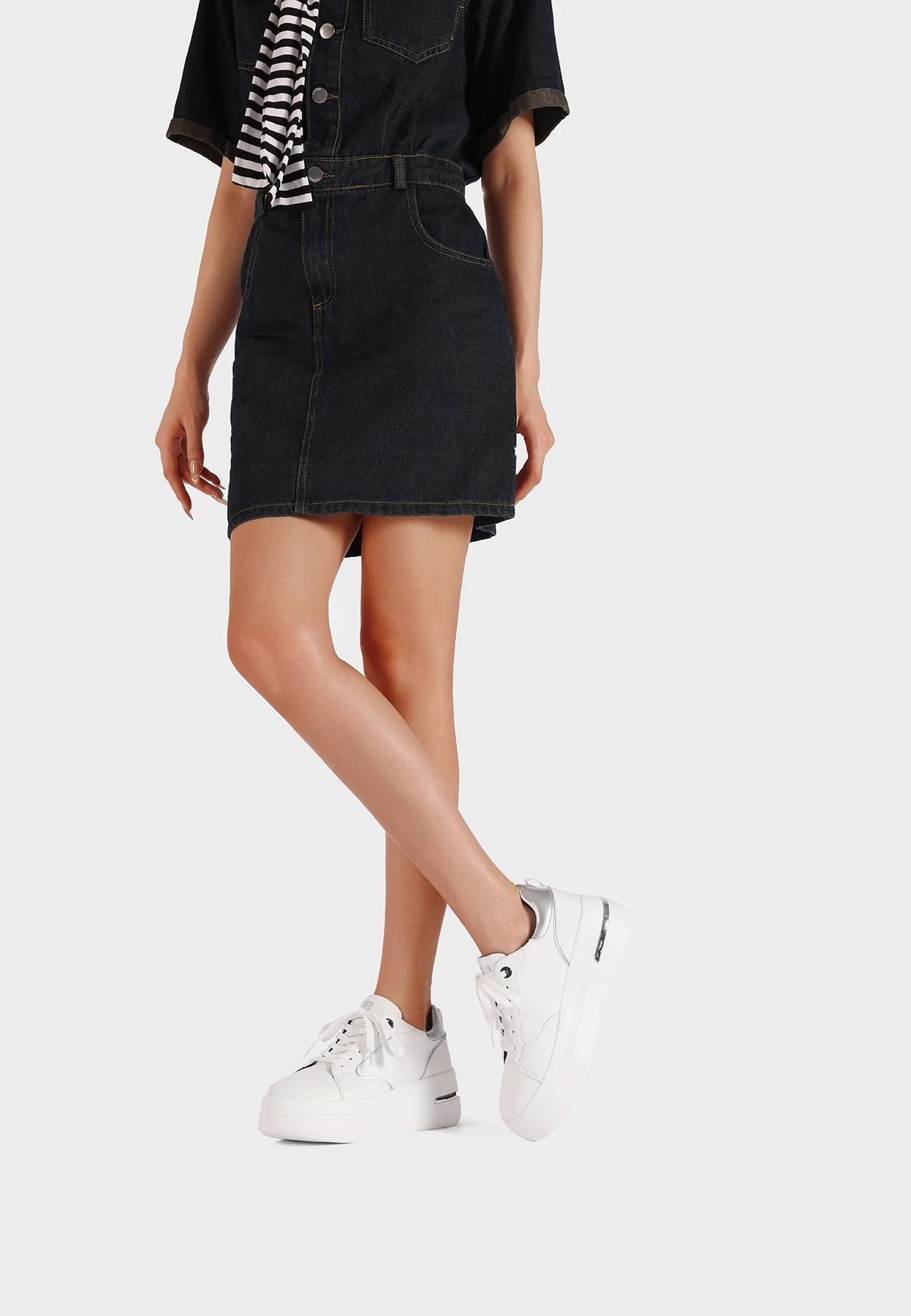 Sneakers da donna platform con ricamo geometrico X33-7 - Image 15