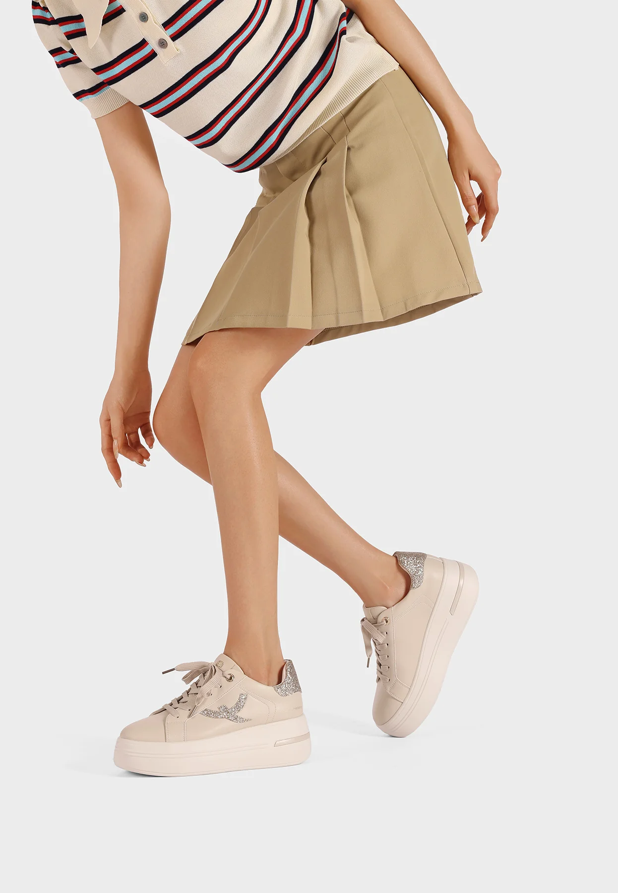 Sneakers da donna platform con glitter X33-8