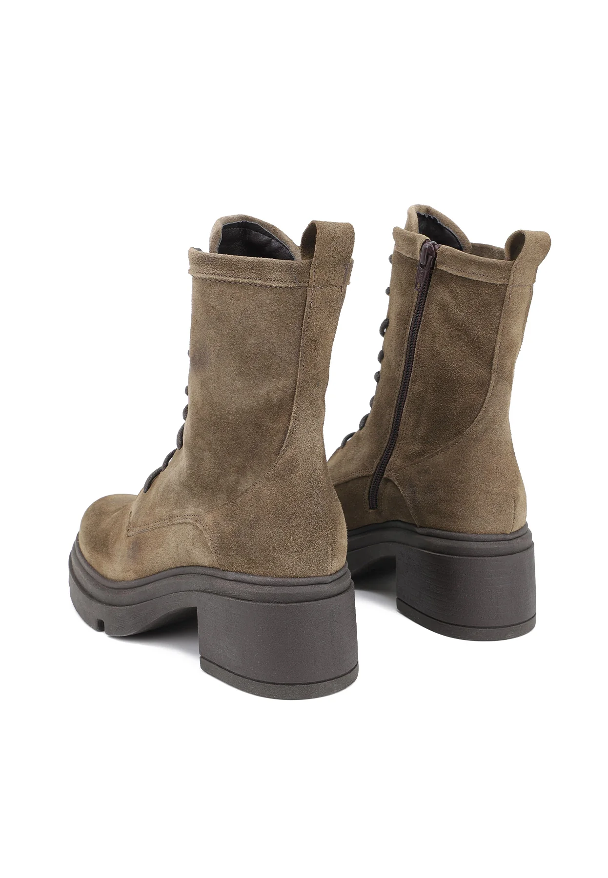 Stivaletto Anfibi in camoscio verde con tacco 3787 - Image 6