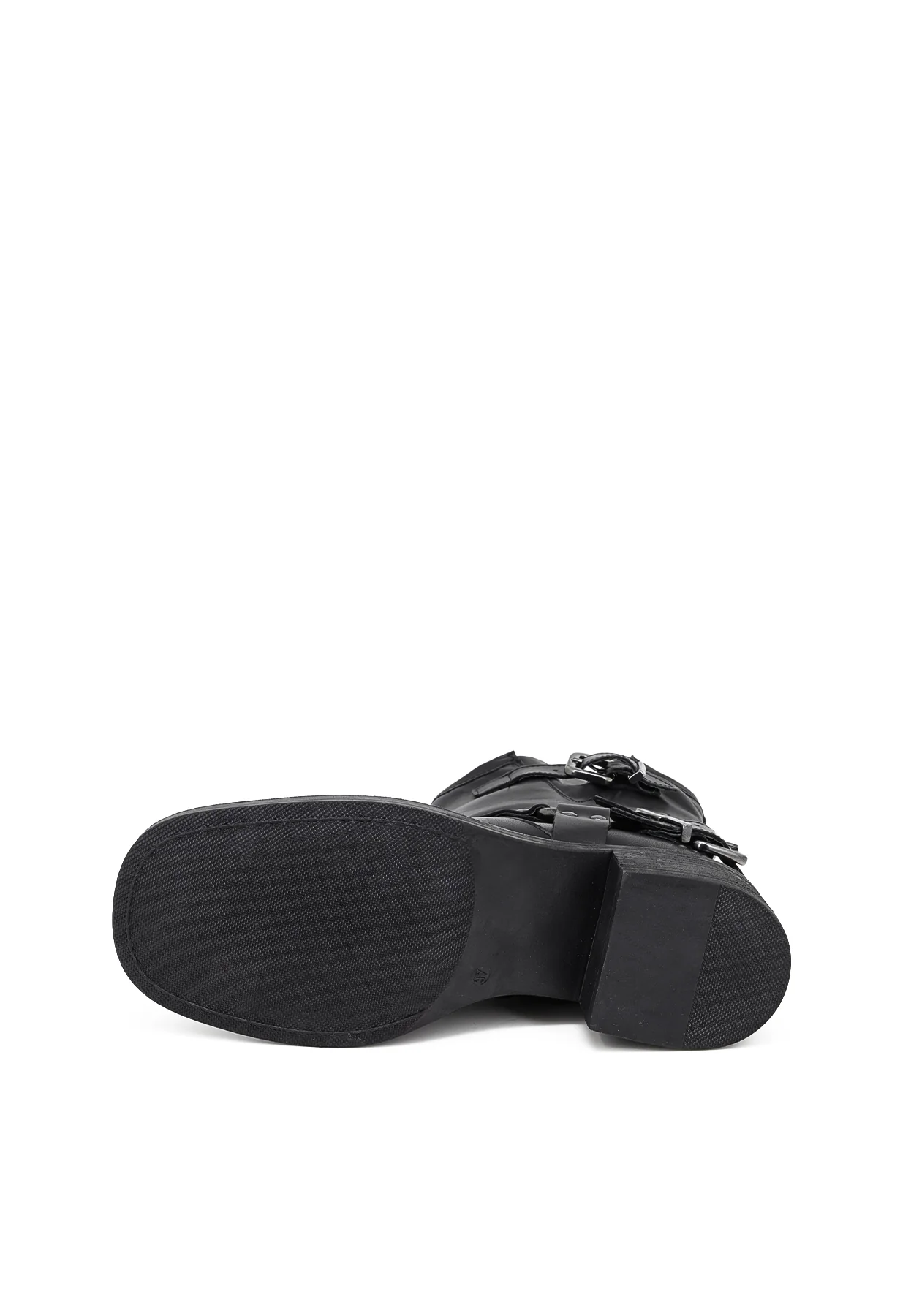 Stivaletto biker nero in vera pelle con fibbie CAMP3 - Image 6