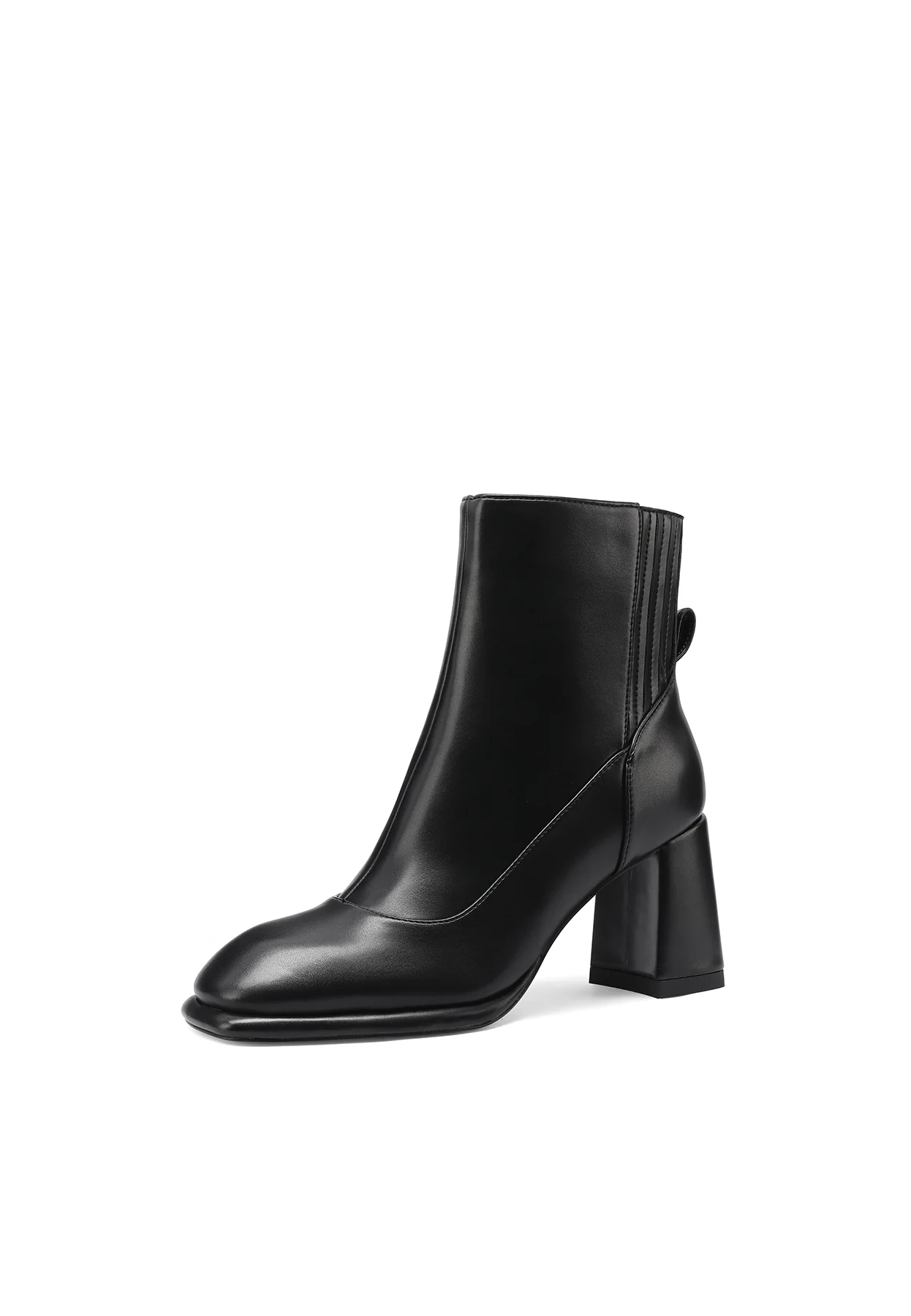 Stivaletto nero con inserti elastici e tacco largo K3257 - Image 4