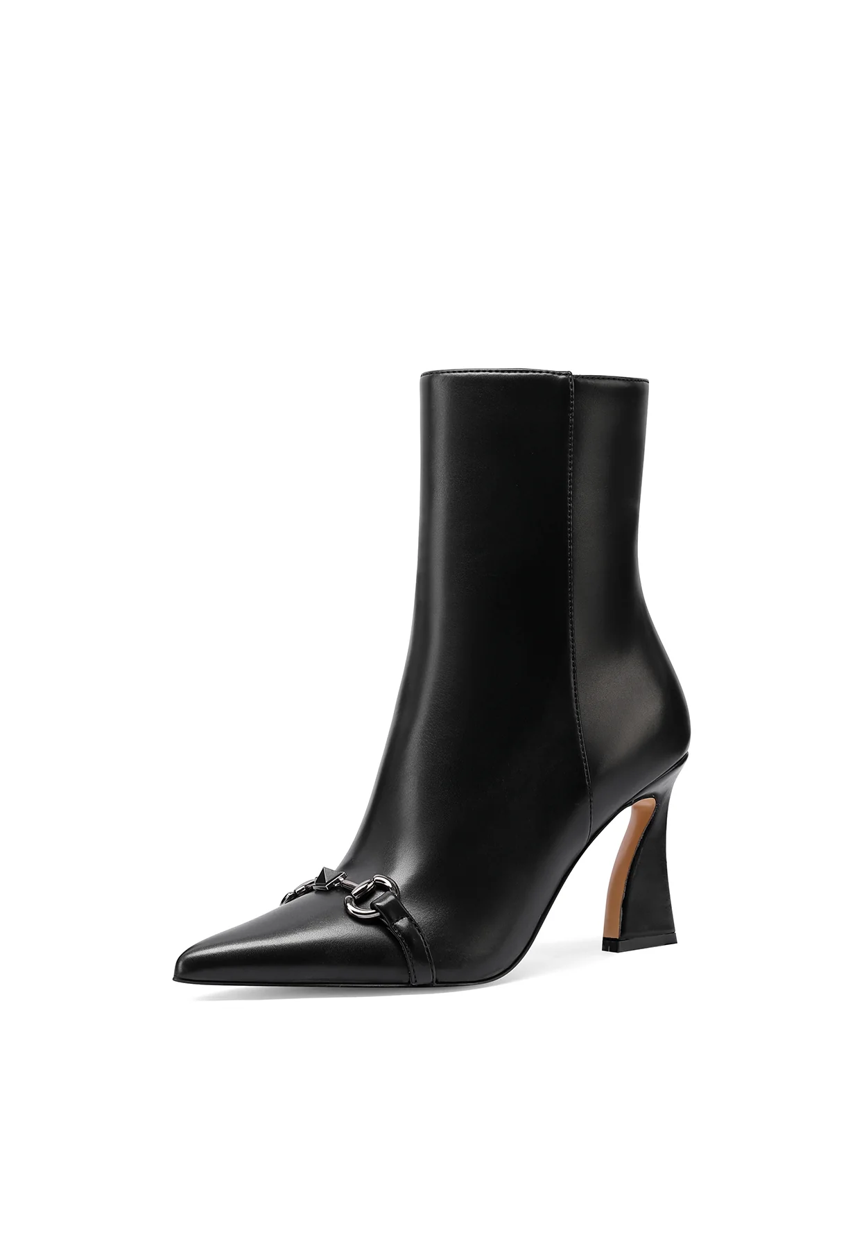 Stivaletto nero elegante con punta gioiello e tacco scultoreo K3278 - Image 4