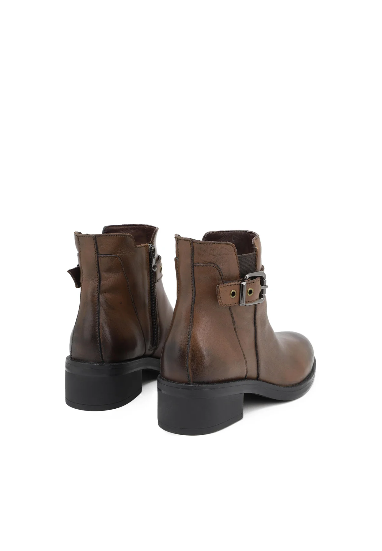 Stivaletto nero in vera pelle con cinturino QH-22 S-269 - Image 11